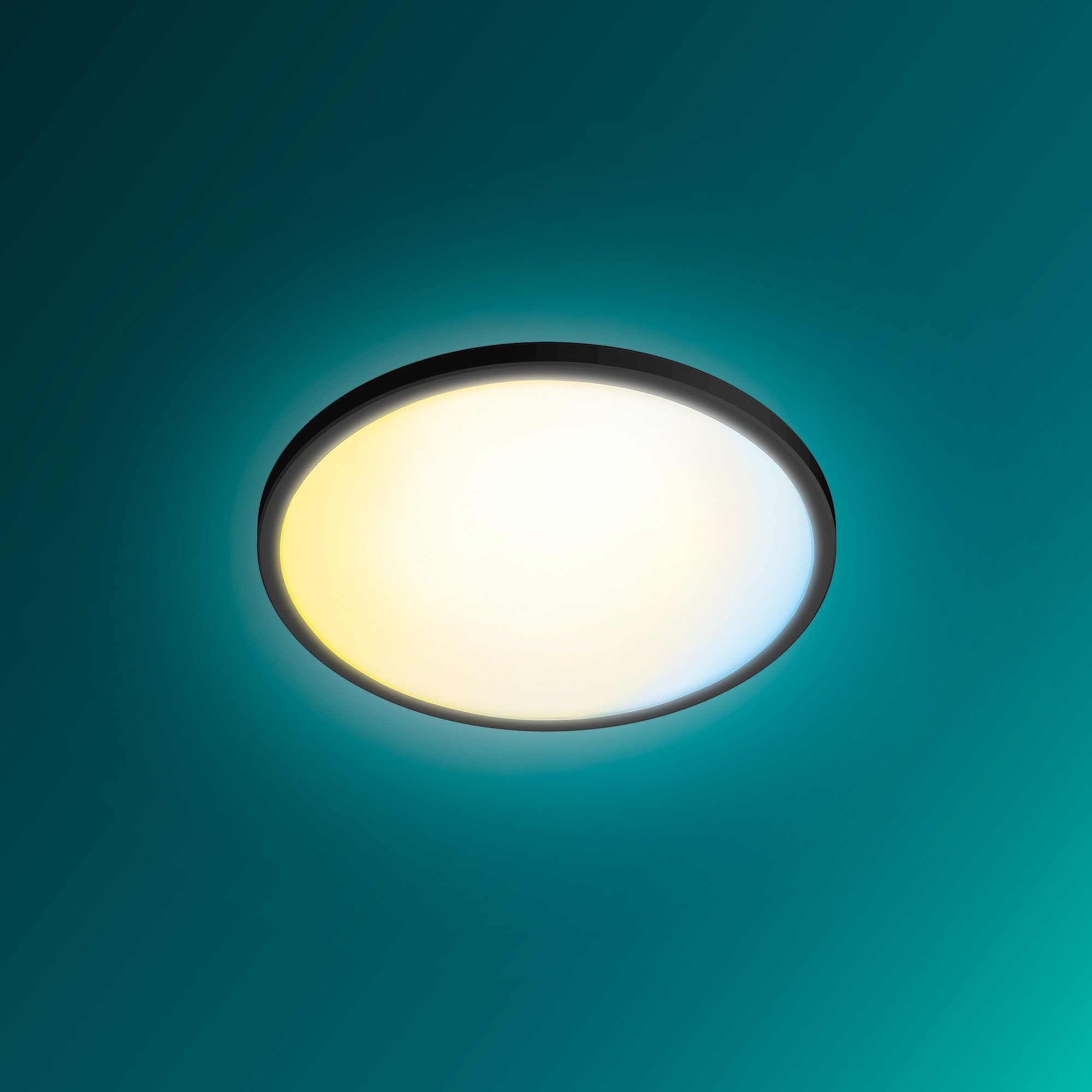 Philips LED-Deckenleuchte Valen schwarz Ø 42 x 2 cm warmweiß-kaltweiß dimmbar