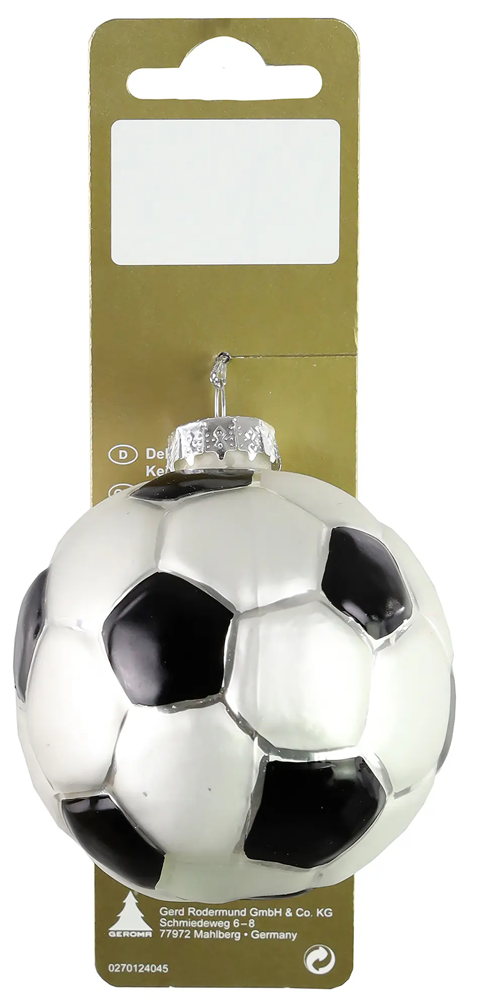 Dekohänger Fußball Glas Ø 7 cm weiß matt 