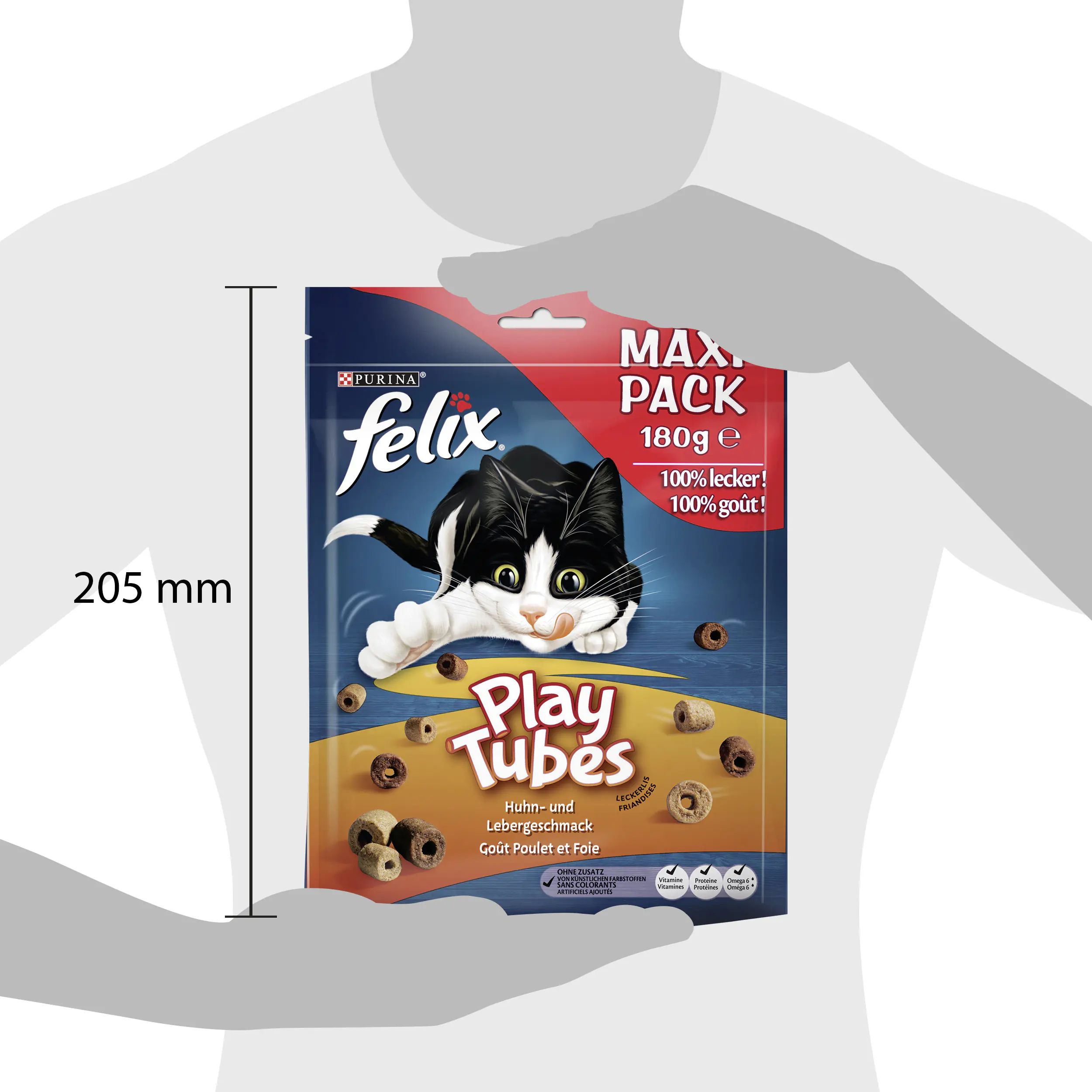 Felix Play Tubes Huhn Leber Katzensnacks 180g Felix Play Tubes Huhn Leber Katzensnacks 180g