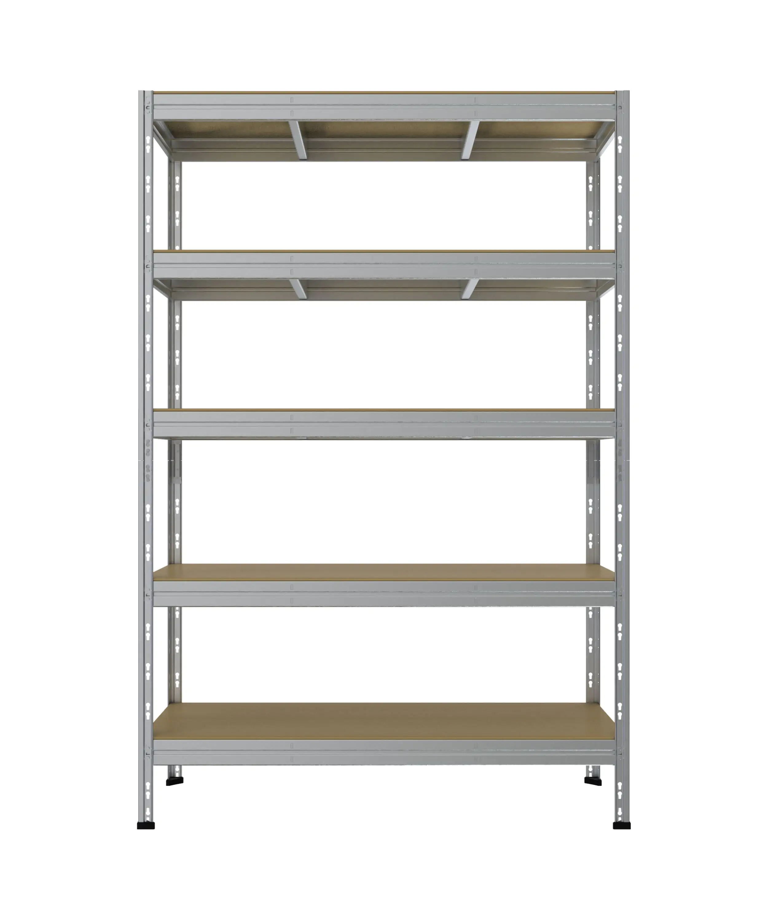 Metallsteckregal L 180 x 120 x 50 cm 5 Holzböden 875 kg, silber