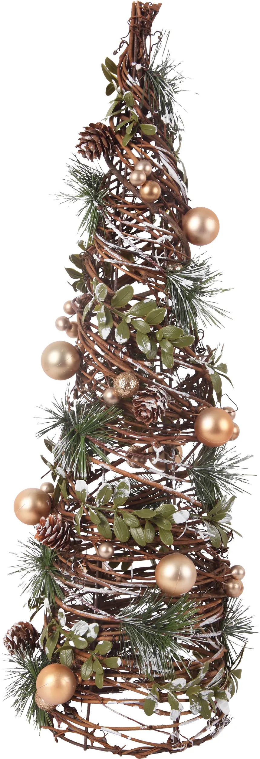 Deko-Weihnachtsbaum mit Weihnachtsschmuck Rattan 56 x 17 cm grün gold