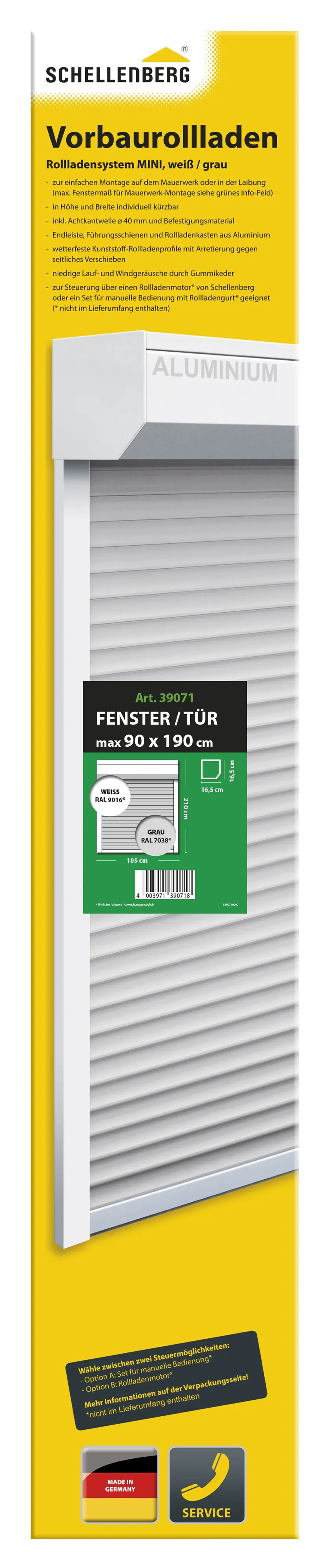 Schellenberg Vorbaurollladen-Set, 105 x 210 cm, 45°-Rollladenkasten, weiß/grau Schellenberg Vorbaurollladen-Set, 105 x 210 cm, 45°-Rollladenkasten, weiß/grau