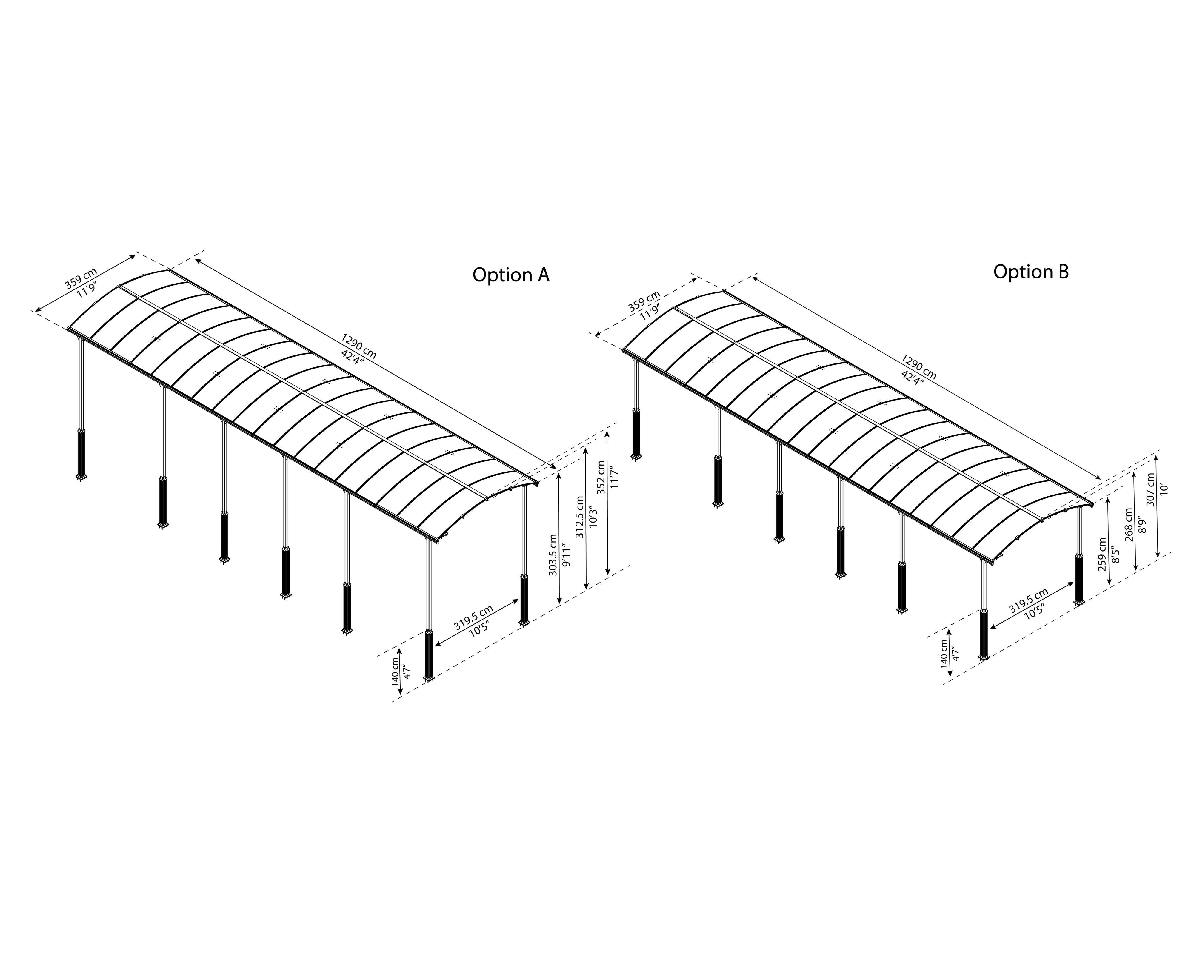 Canopia Carport Arcadia Alpine 12700 1290 x 359 x 307 cm Canopia Carport Arcadia Alpine 12700 1290 x 359 x 307 cm