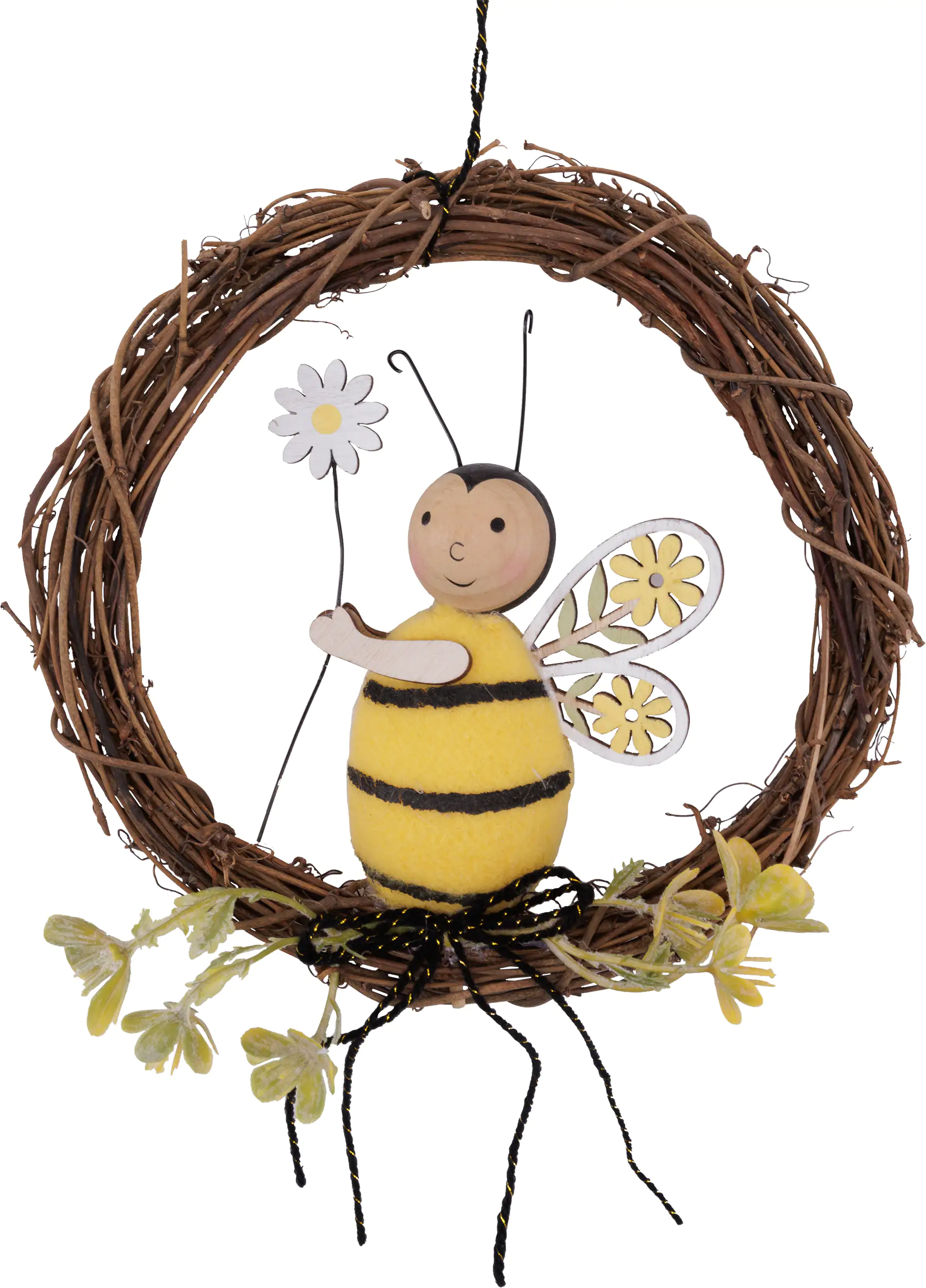 TrendLine Deko Kranz Biene Rattan Ø 18 cm braun gelb