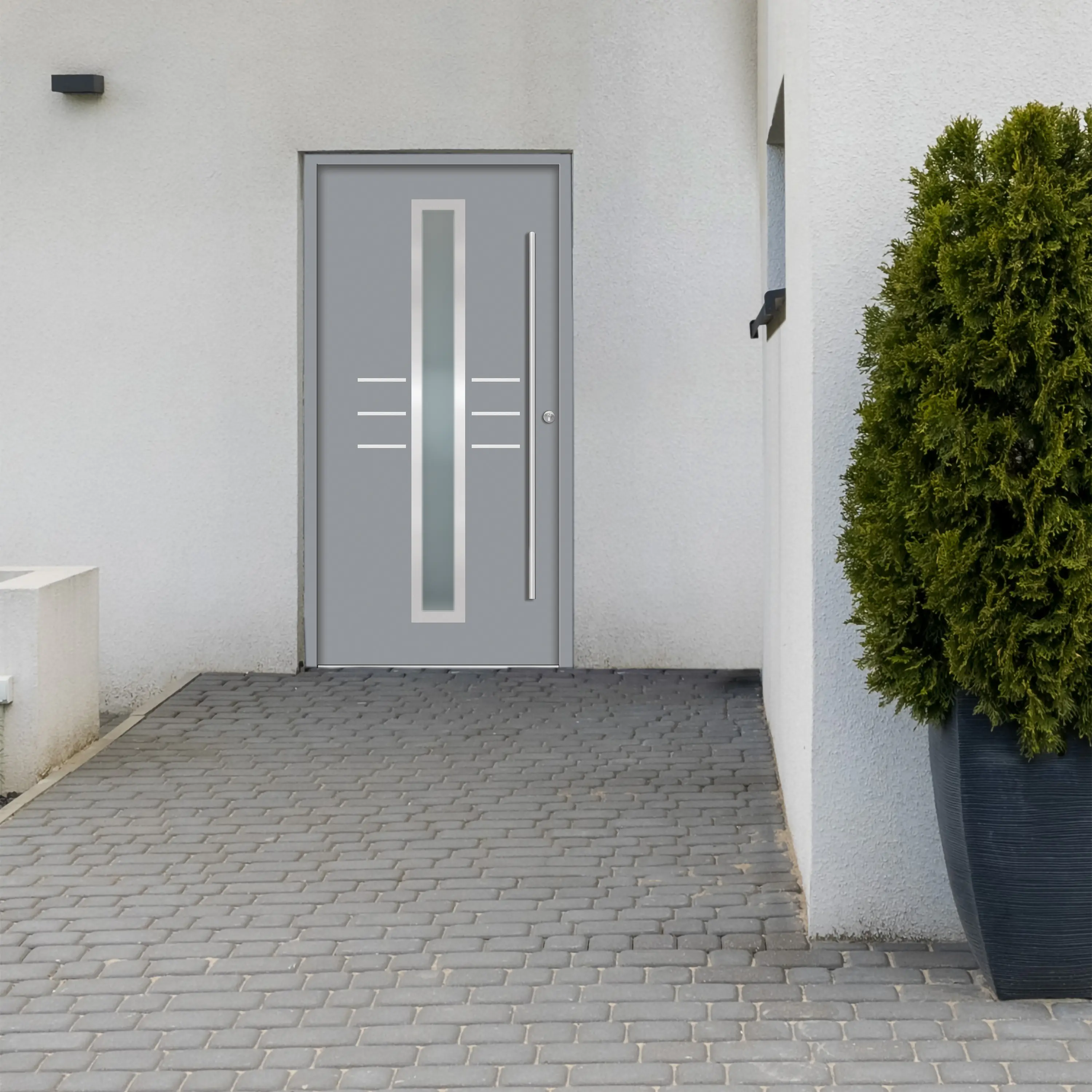Splendoor Haustür Passivedoor Premium B07 Grau DIN Rechts 100 x 210 cm