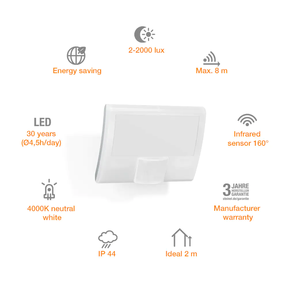 Steinel Strahler XLED Home curved S Weiß mit Bewegungsmelder, Sensor