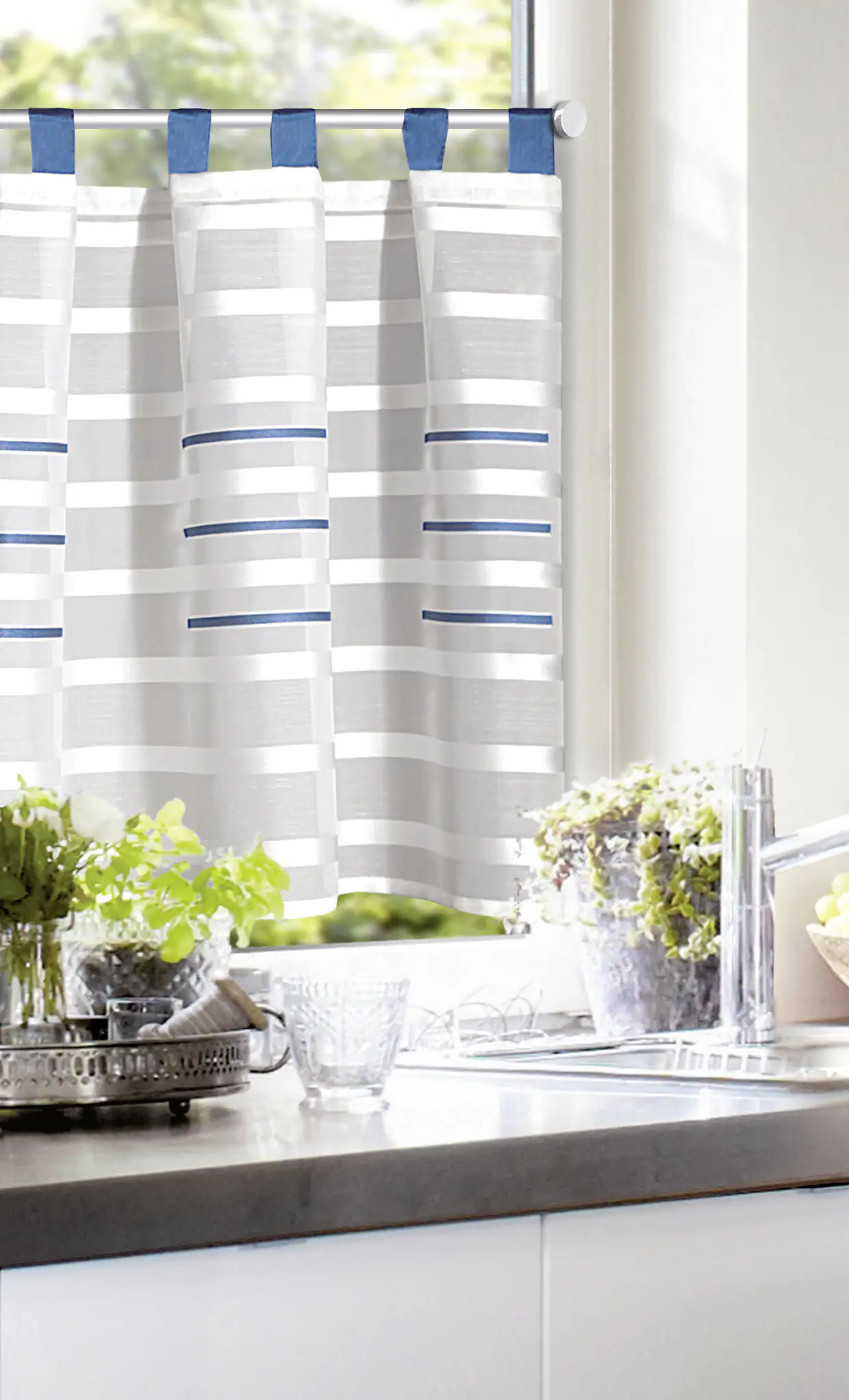 Neusser Collection Schlaufenpanneau Webstreifen blau 140x50 cm