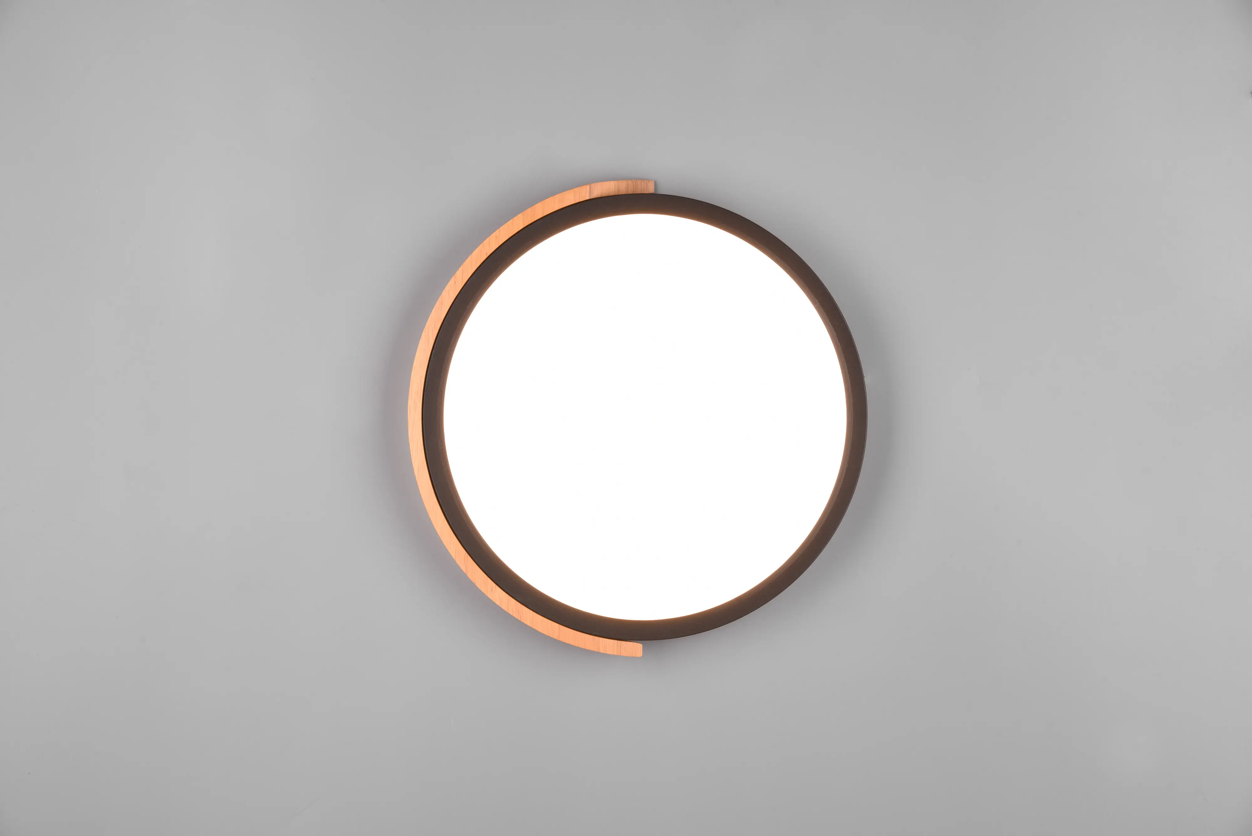 Trio LED-Deckenleuchte Jano Ø 31,5 cm warmweiß schwarz matt/naturholz dimmbar