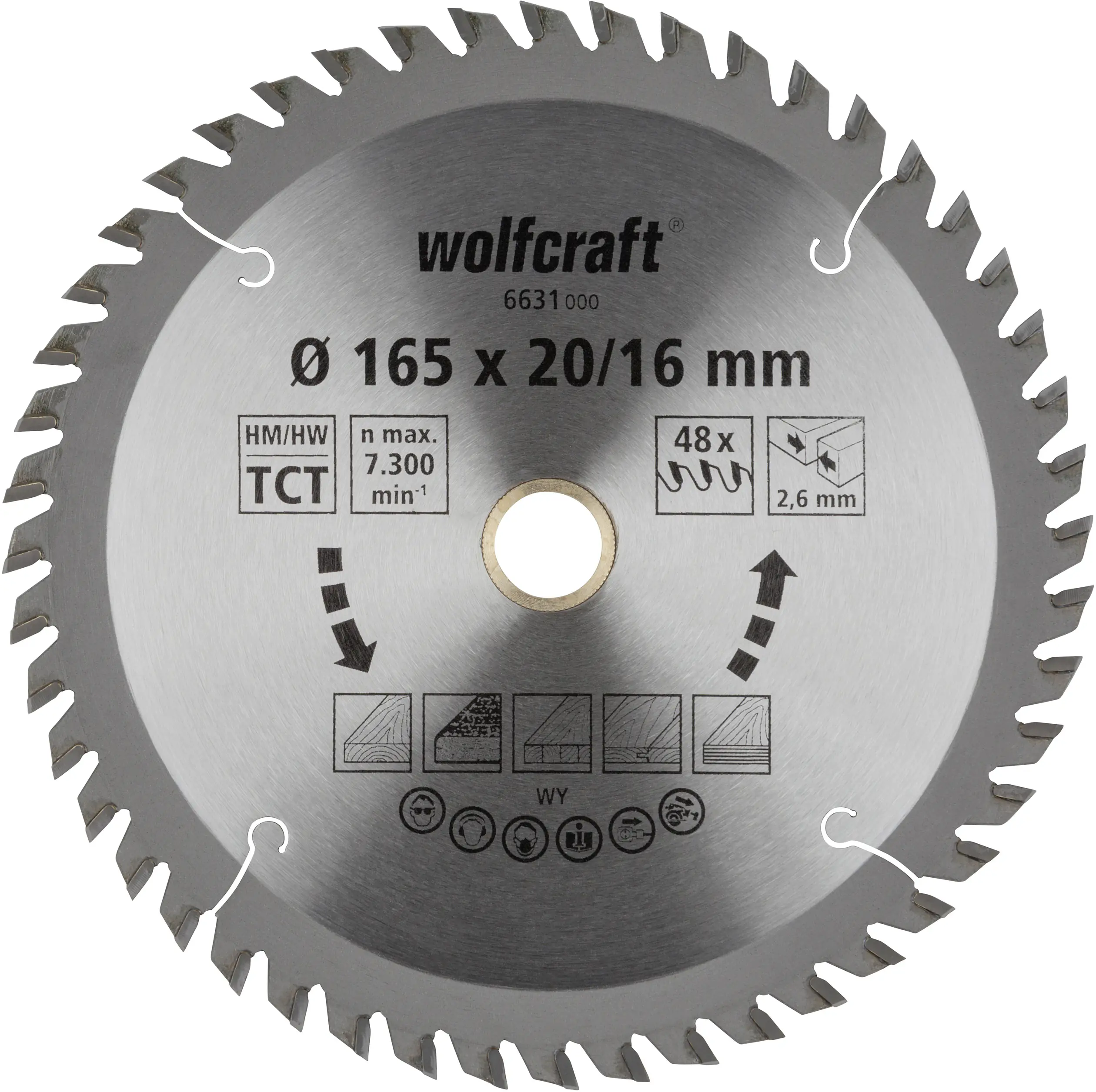 Wolfcraft Kreissägeblatt 165 x 20/16 mm 48 Zähne Hartmetall