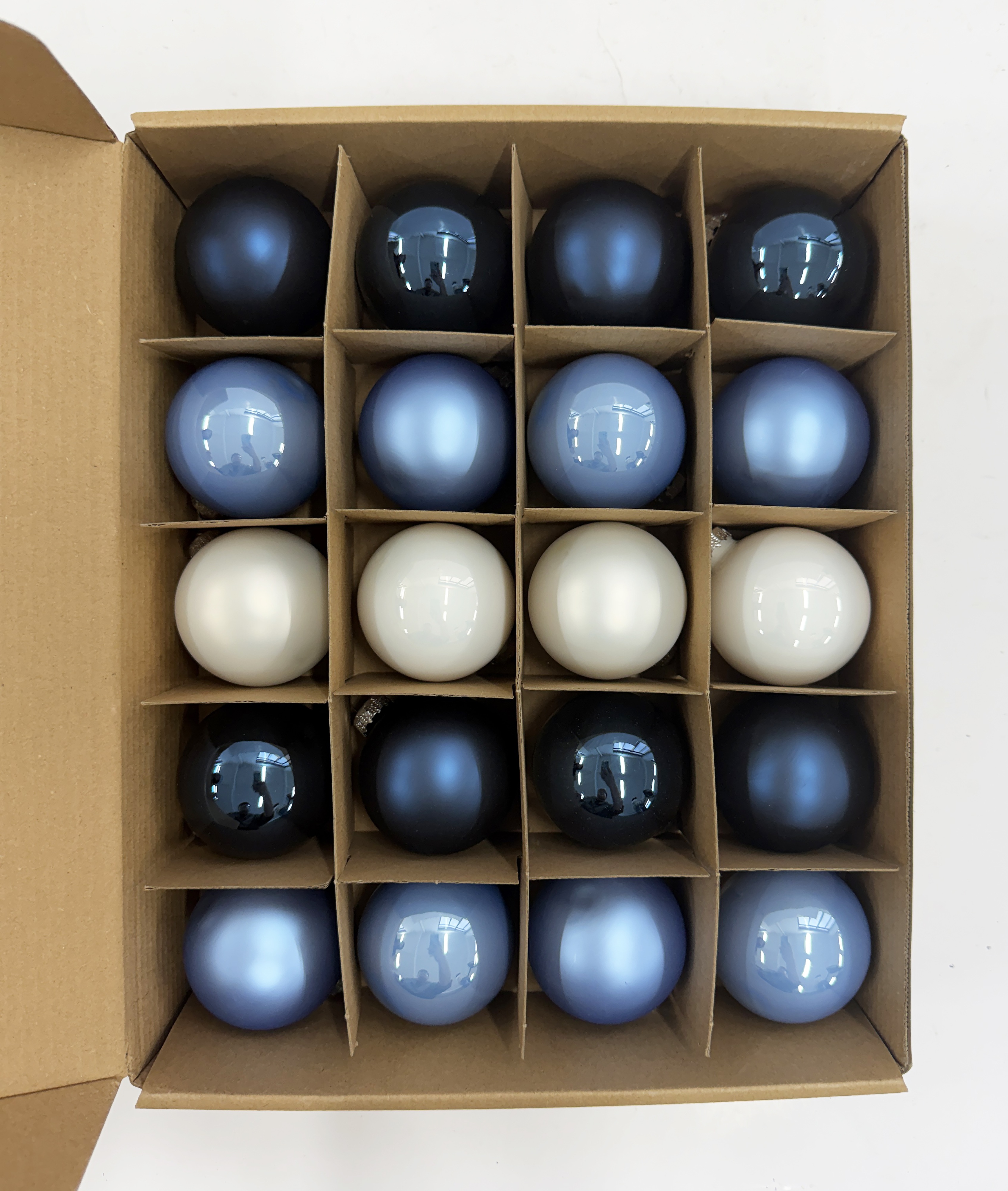 TrendLine Weihnachtskugeln aus Glas Ø 6 cm blau weiß 20 Stück