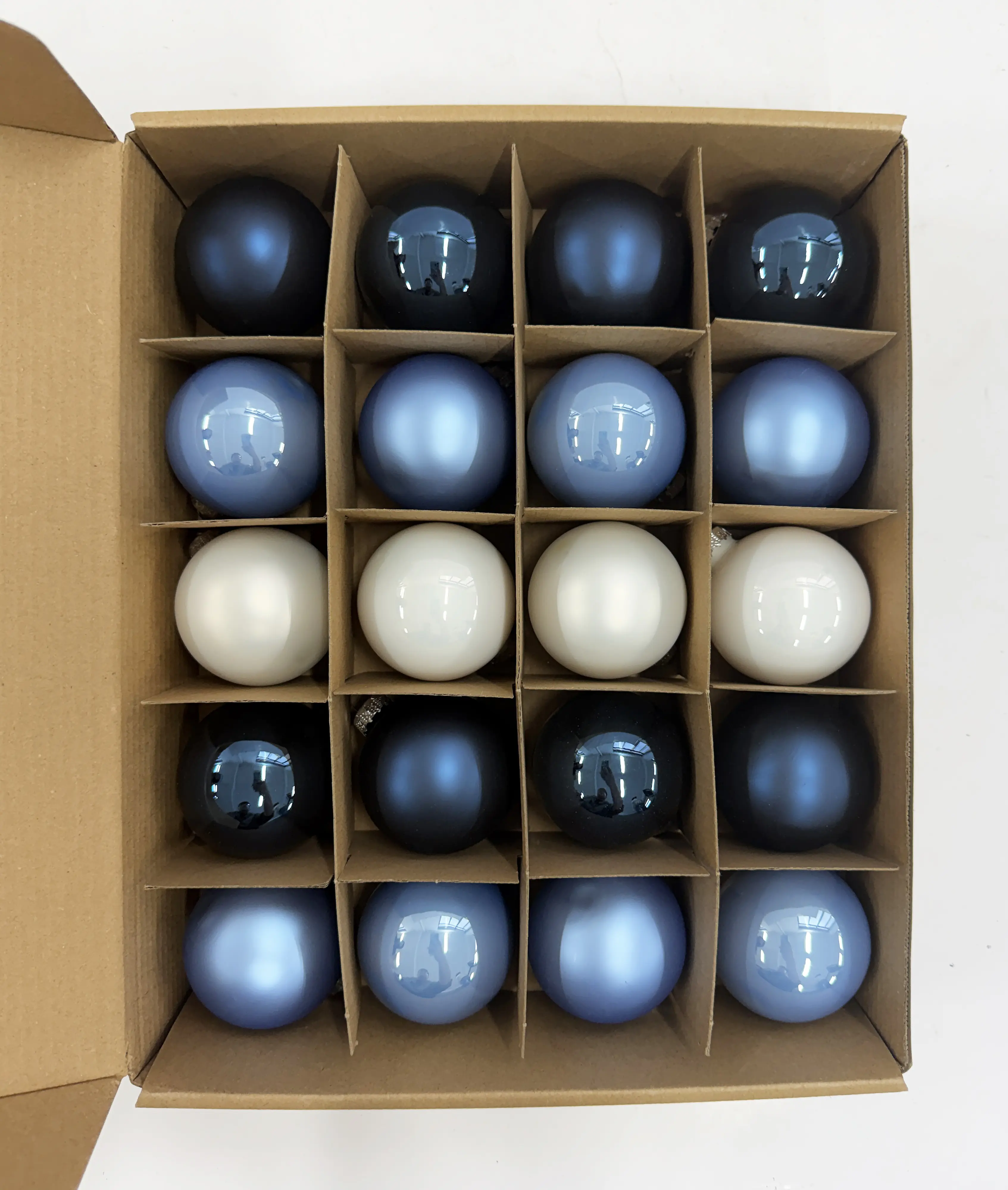 TrendLine Weihnachtskugeln aus Glas Ø 6 cm blau weiß 20 Stück