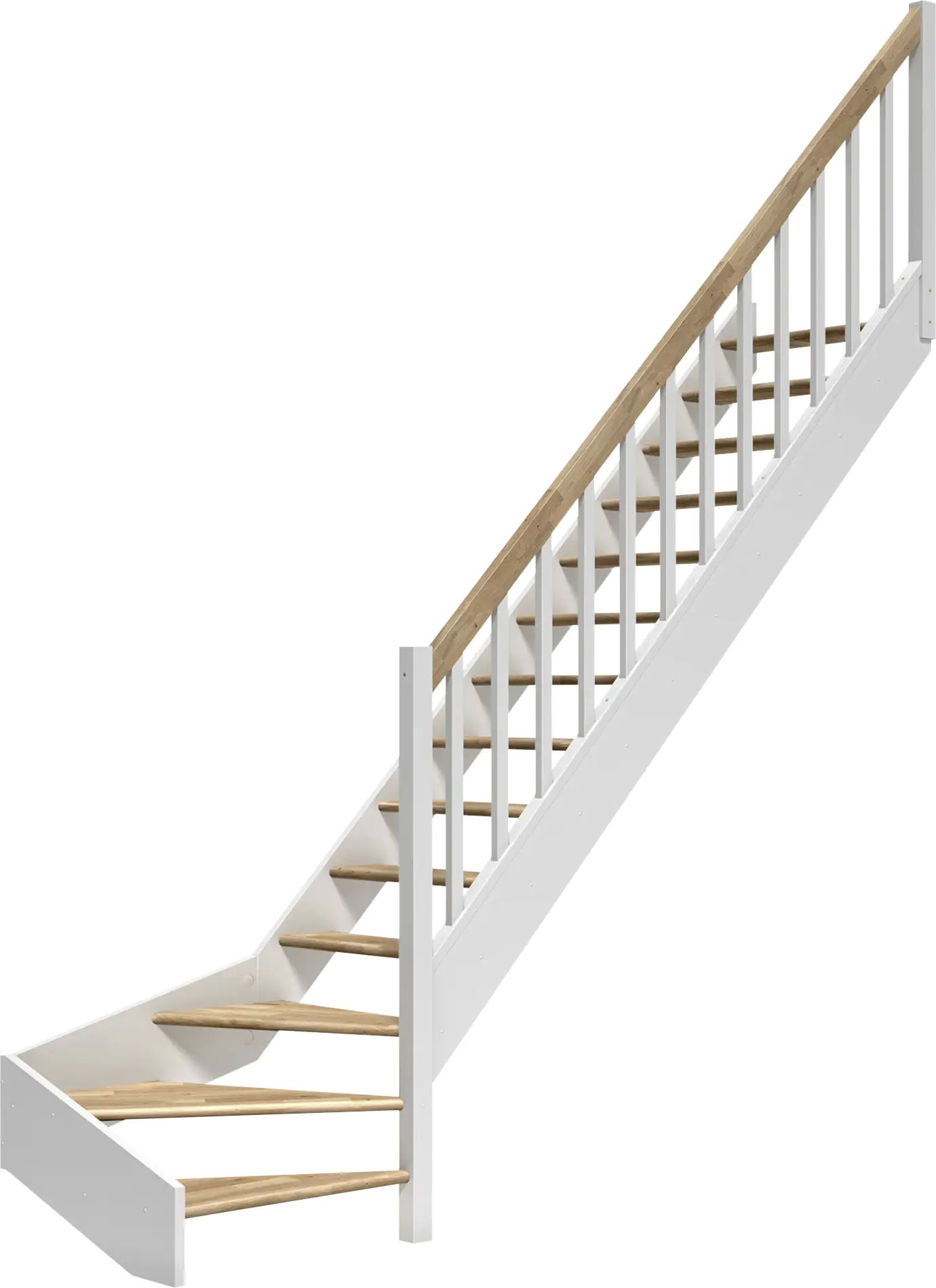 Dolle Raumspartreppen Paris 1/4-gew. Eiche weiß inkl. Geländer