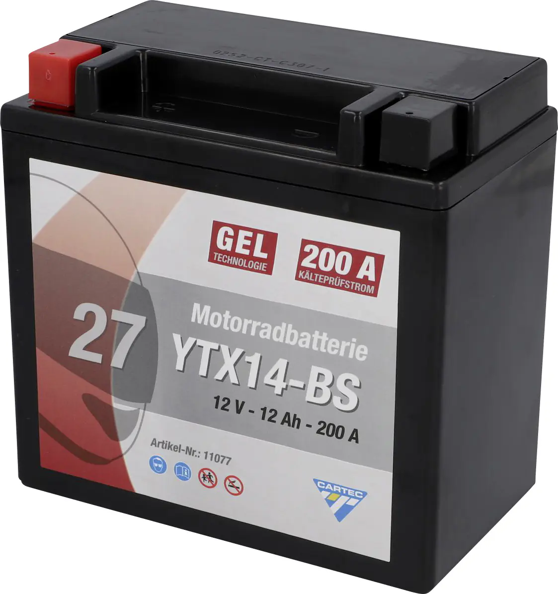 Cartec Gel Motorradbatterie YTX14-BS 14Ah 260A
