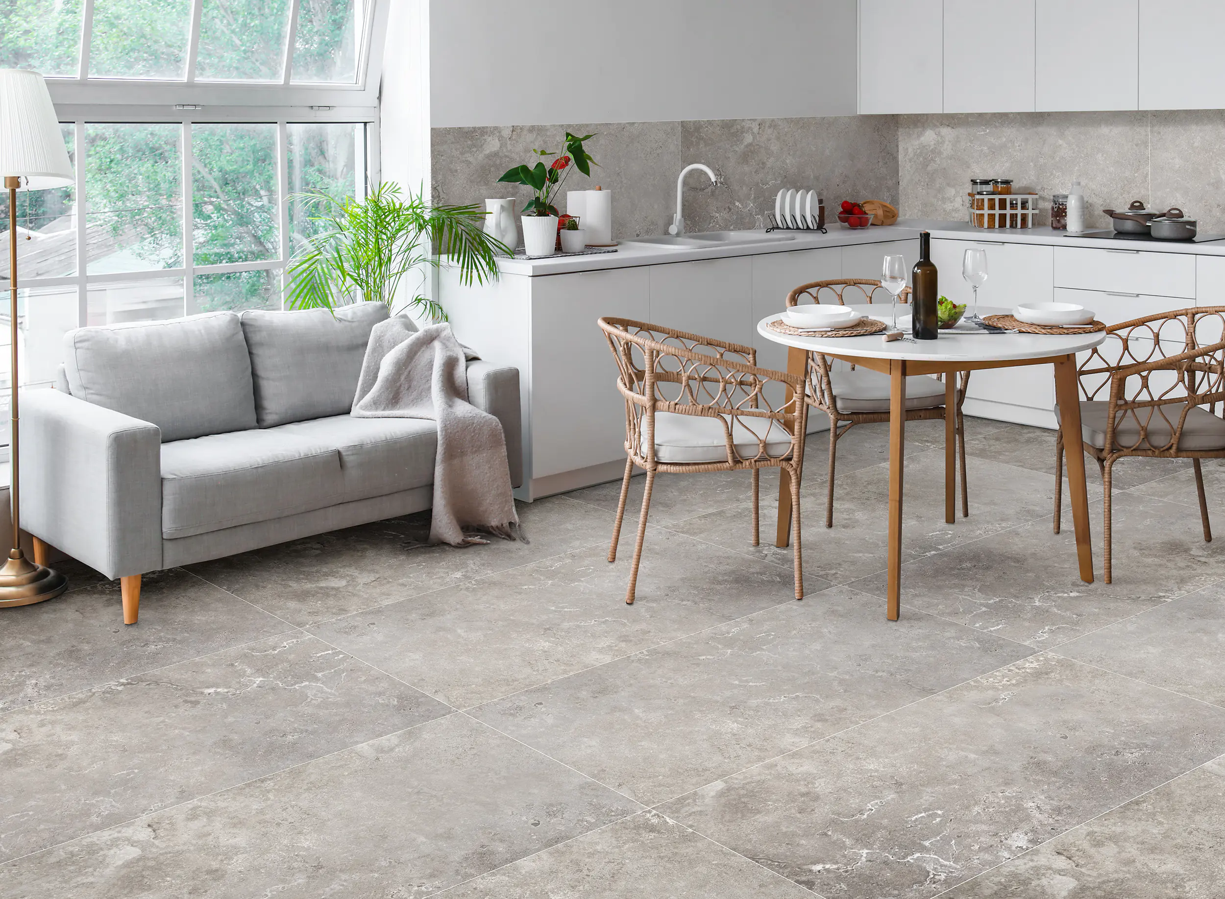 Bodenfliese Feinsteinzeug Travertino 60 x 120 cm grau Bodenfliese Feinsteinzeug Travertino 60 x 120 cm grau