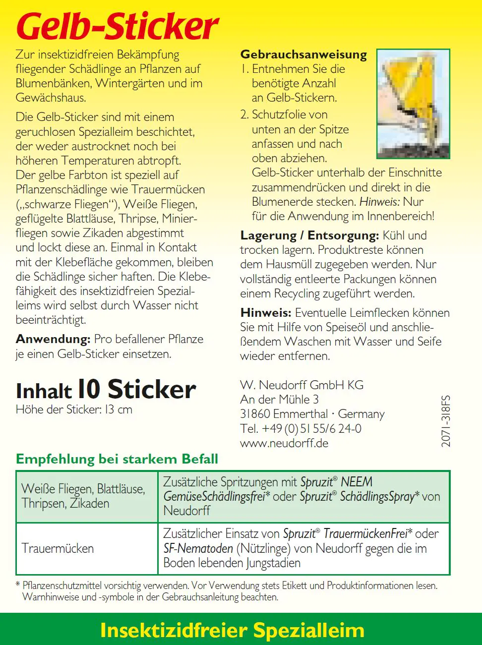 Neudorff Gelbsticker 10 Stück Neudorff Gelbsticker 10 Stück