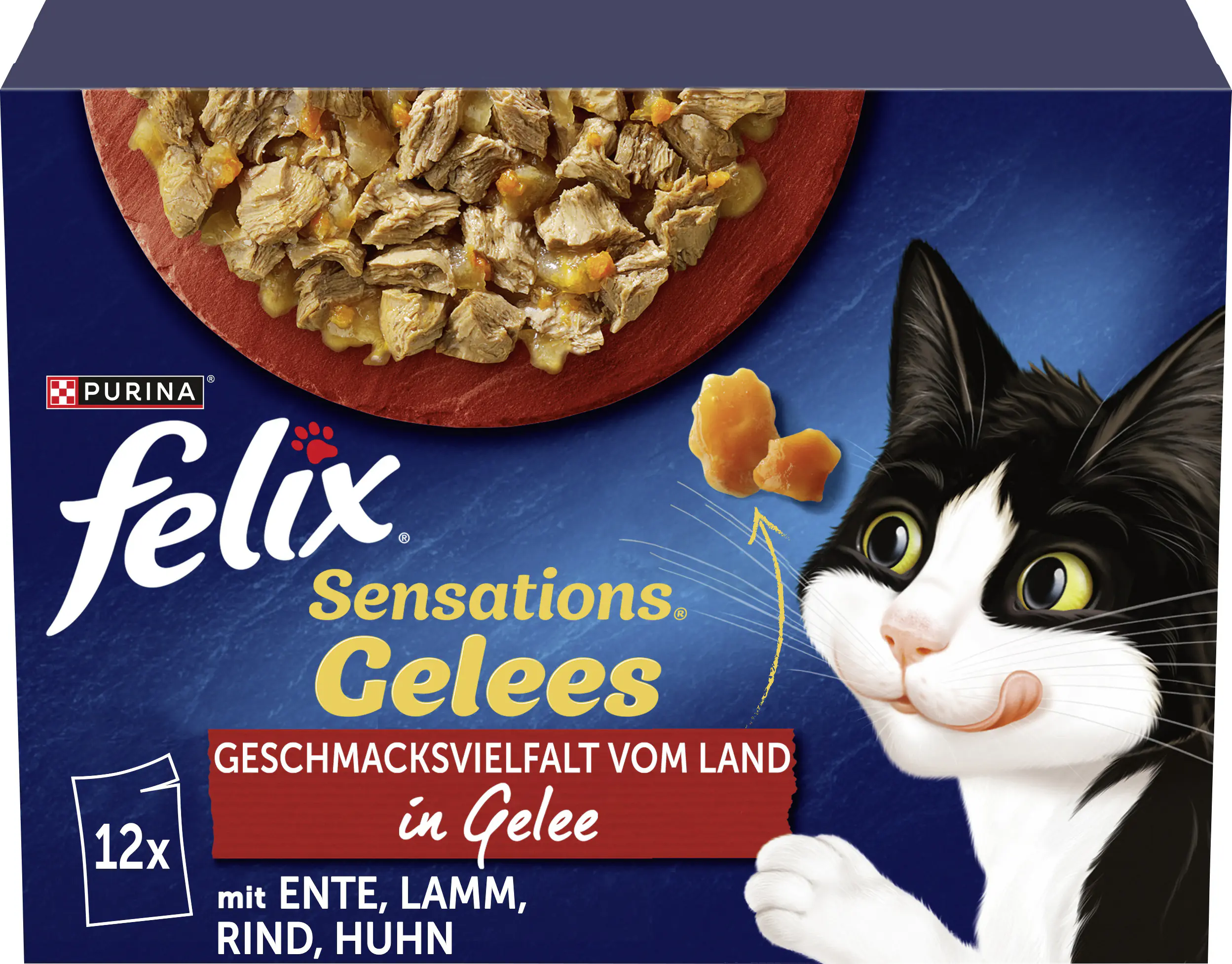 Felix Sensations Gelee Geschmacksvielfalt vom Land Katzenfutter 12 x 85g