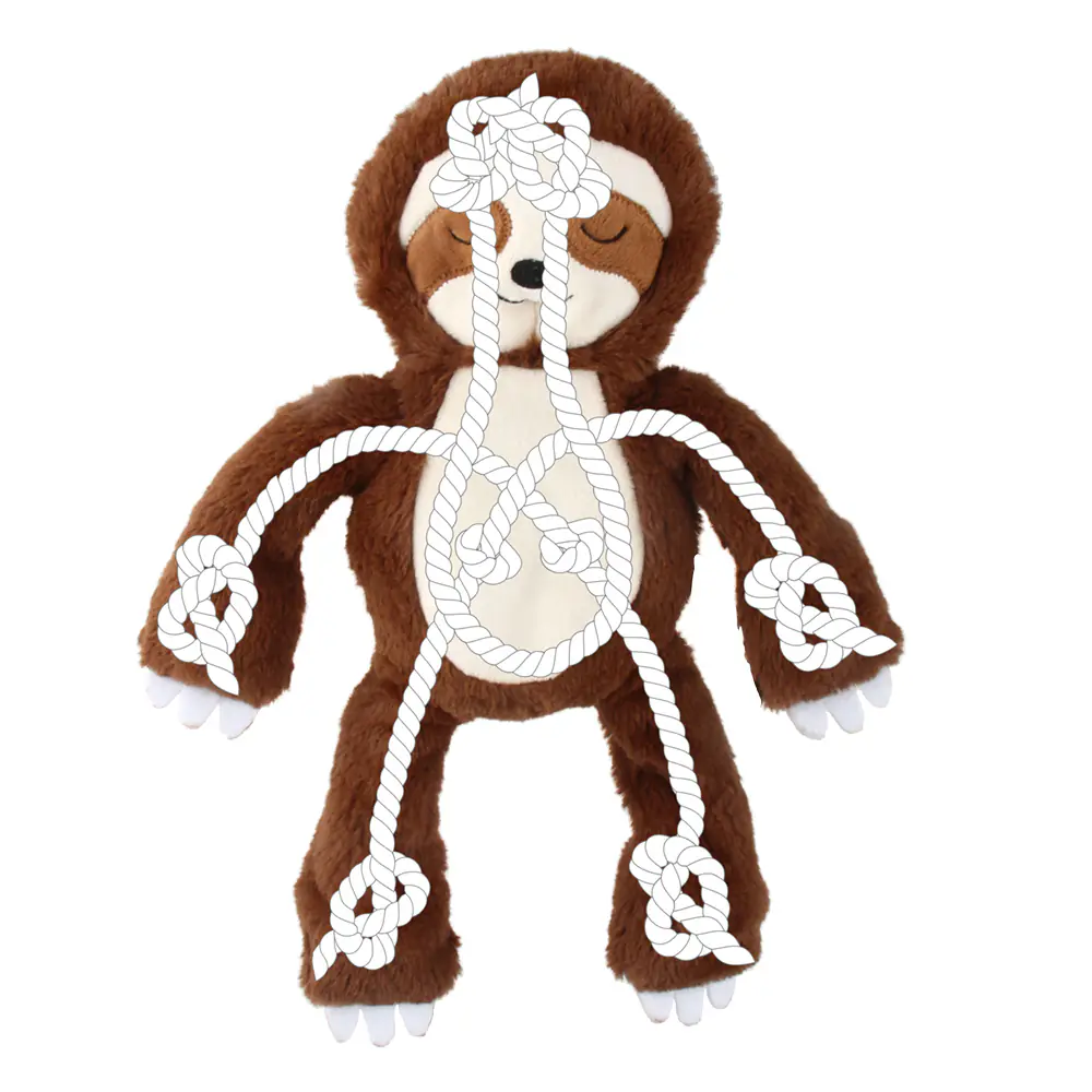 Nobby Hundespielzeug Plüschfaultier mit Seil innenliegend 34 cm