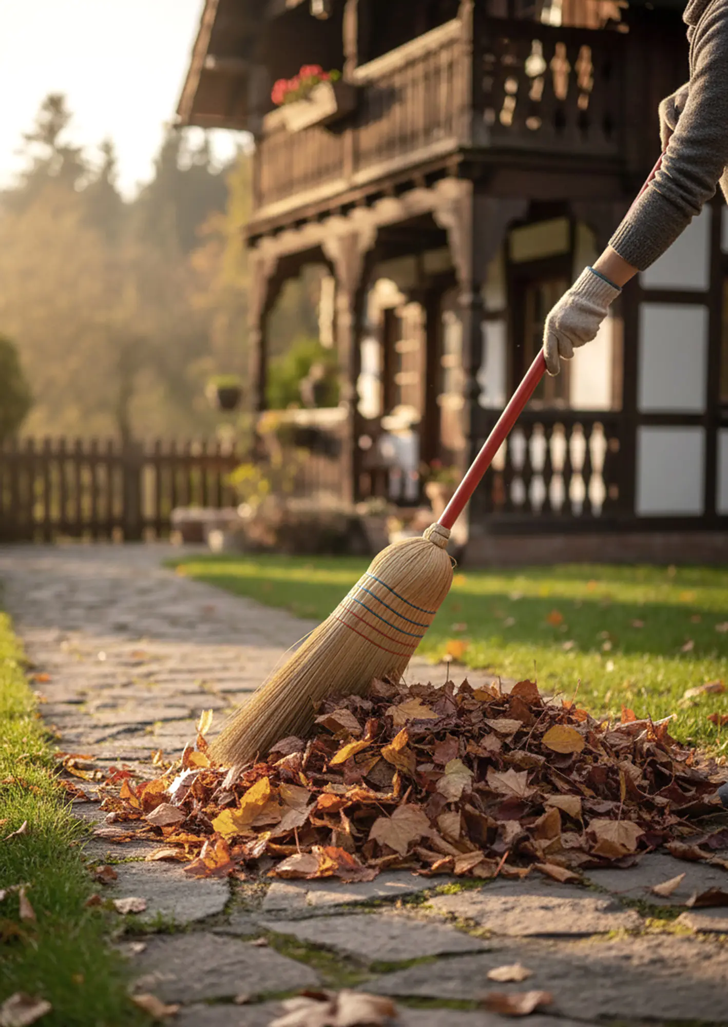 Peggy Perfect Reisstrohbesen 5-Naht mit Stiel 130 cm