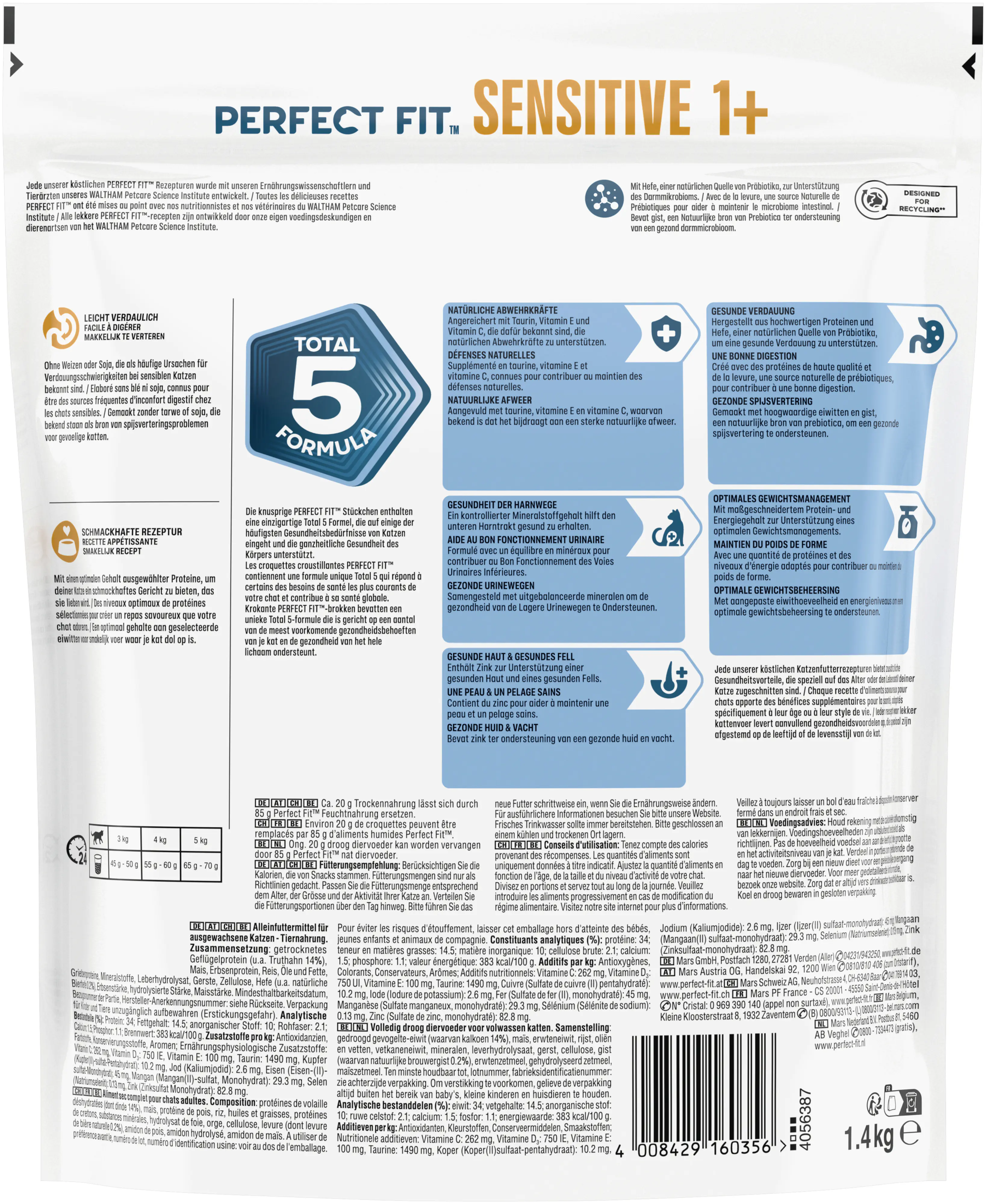 Perfect Fit Sensitiv 1+ Katzentrockenfutter Adult 1,4 kg Truthahn