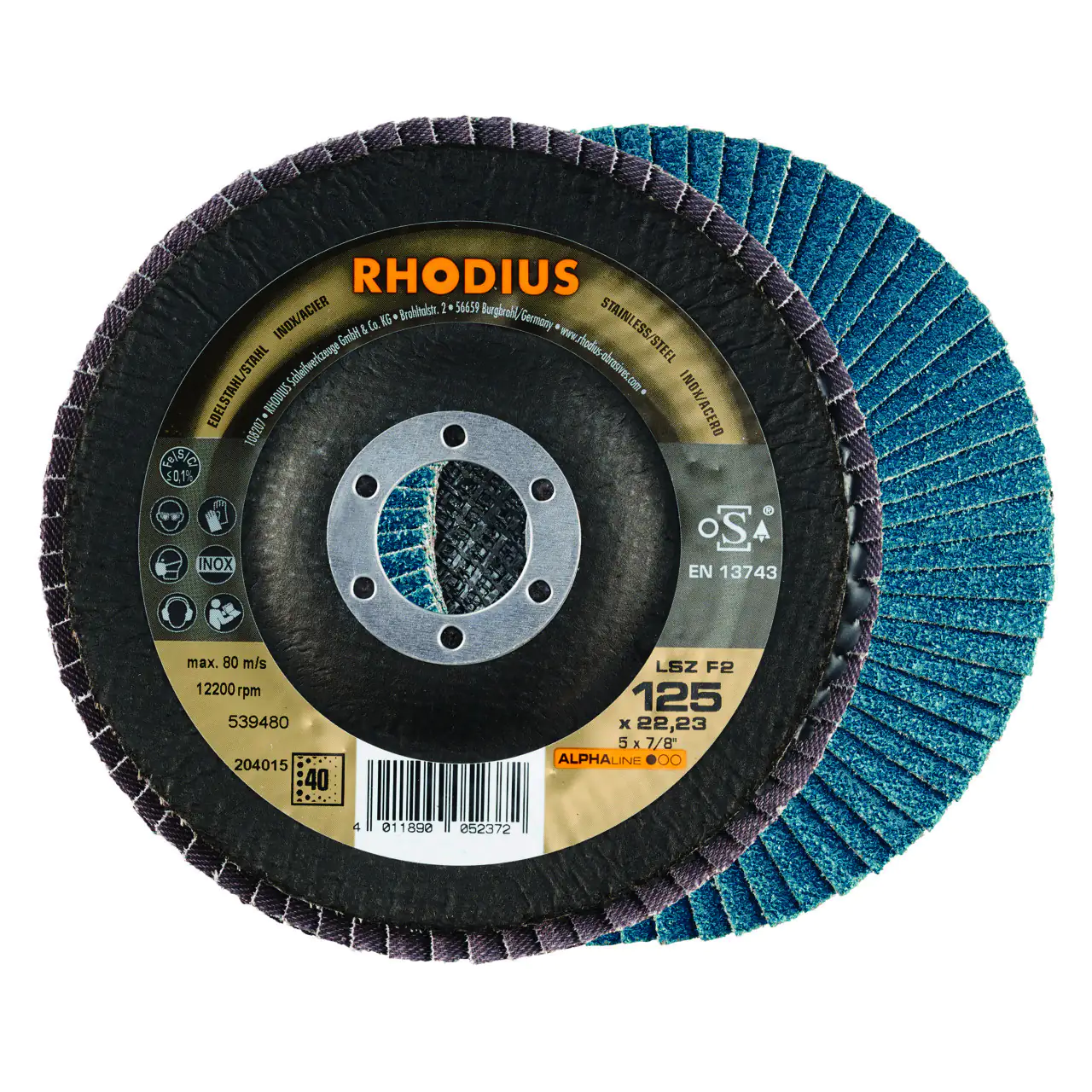 Rhodius Schleifscheibe LSZ F2 K40 Stahl Ø 125 mm Bohrung 22,23 mm 5 Stück Rhodius Schleifscheibe LSZ F2 K40 Stahl Ø 125 mm Bohrung 22,23 mm 5 Stück