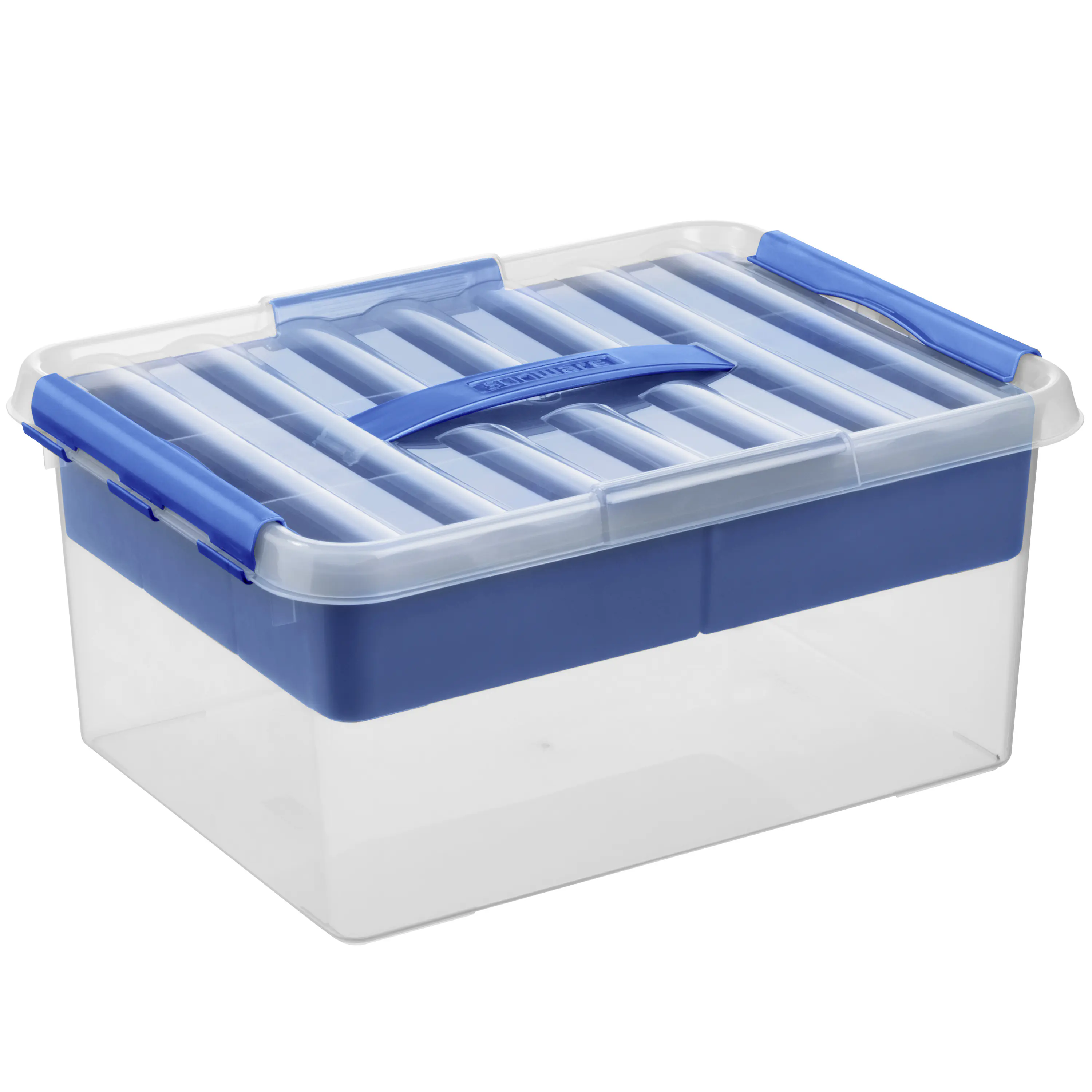 Sunware Aufbewahrungsbox Q-line mit Einsatz 15L transparent blau 40 x 30 x 18 cm Sunware Aufbewahrungsbox Q-line mit Einsatz 15L transparent blau 40 x 30 x 18 cm