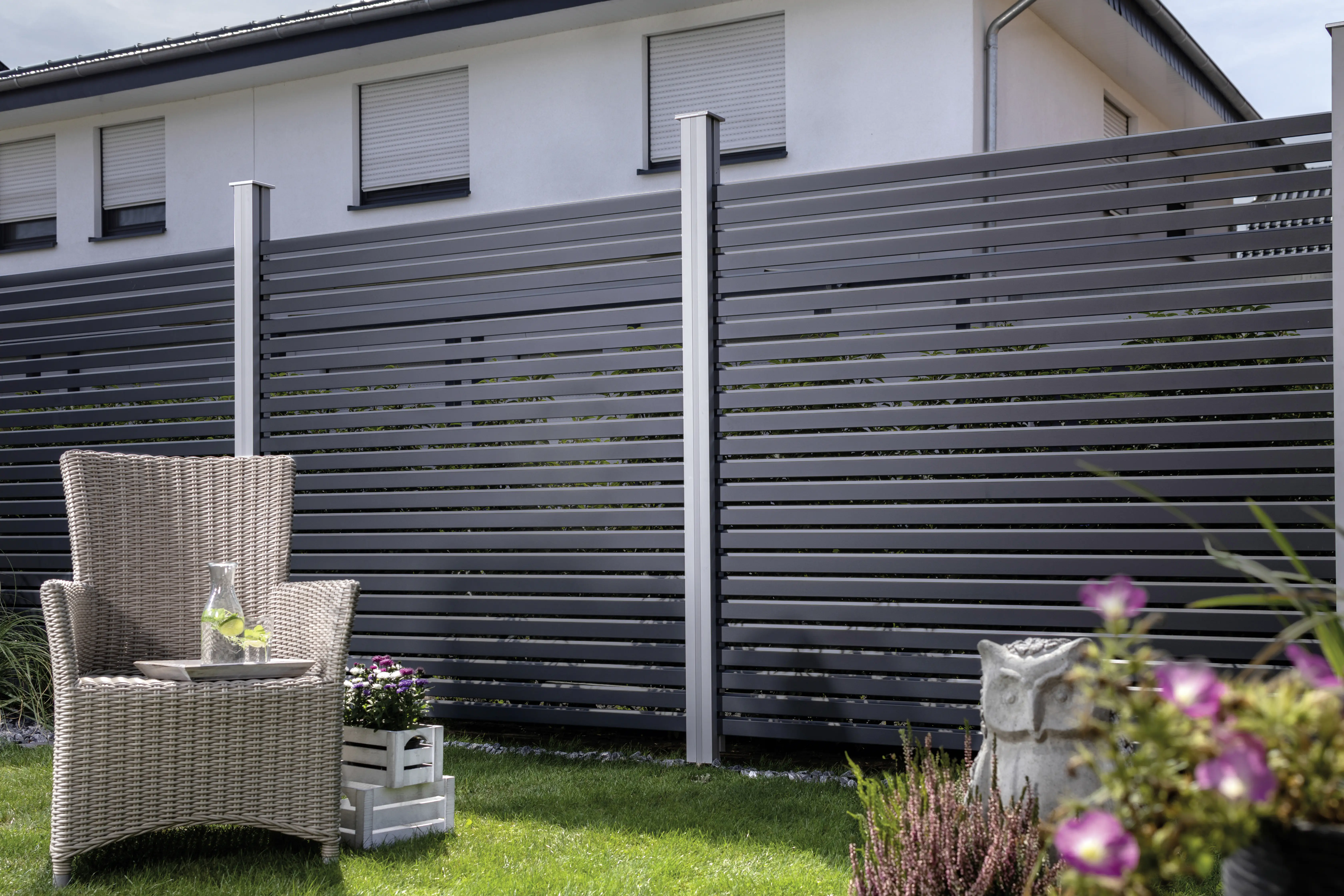 4006850046645_1916587 Osmo Sichtschutzelement Alu-Fence Rhombus Grundelement, anthrazit