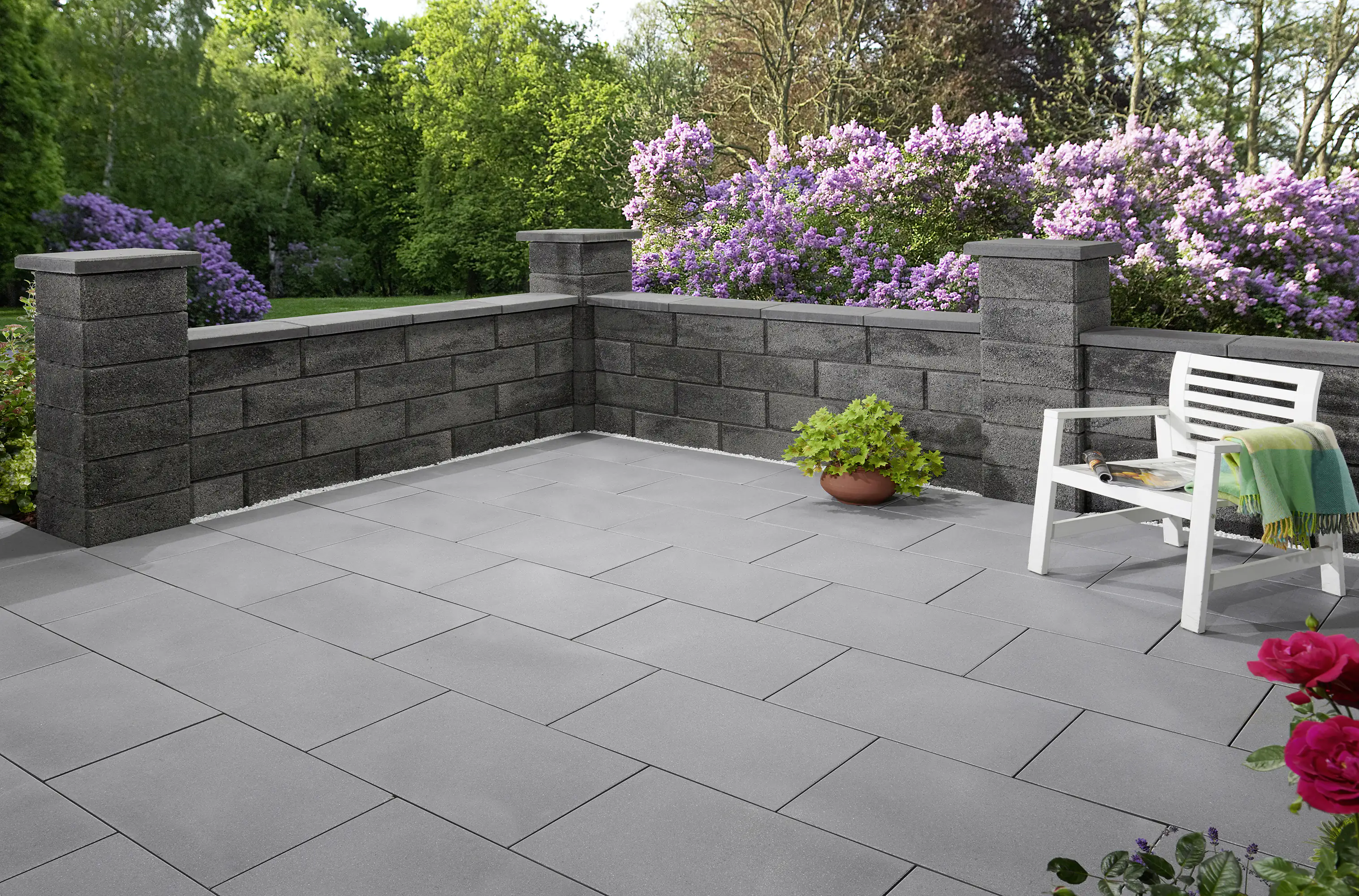 4024991838448_2234307 Primaster Pfeilerstein Garten 37,5 x 37,5 x 20 cm grau anthrazit nuanciert