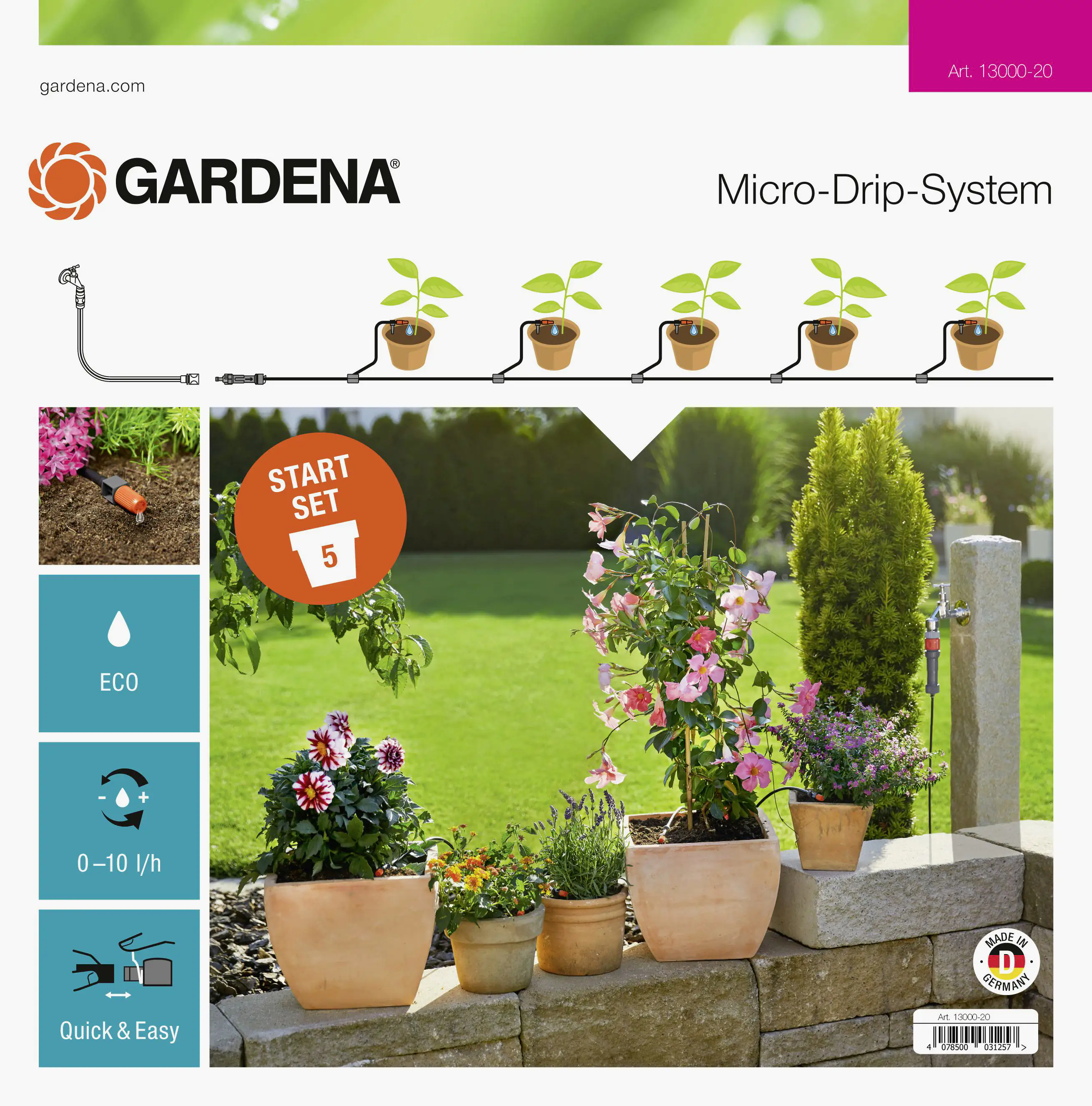 4078500031257 Gardena Micro Drip System Start Set Pflanztöpfe S
