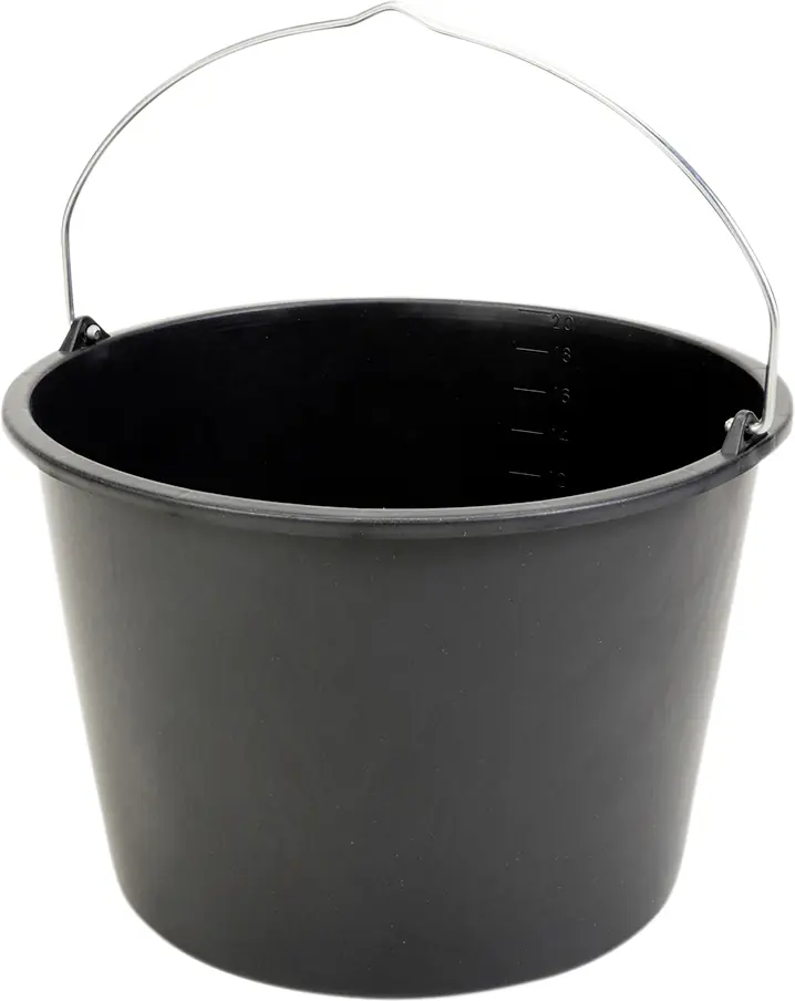 Baueimer 20 l Kunststoff schwarz Knopfbügel L-Skala Baueimer 20 l Kunststoff schwarz Knopfbügel L-Skala