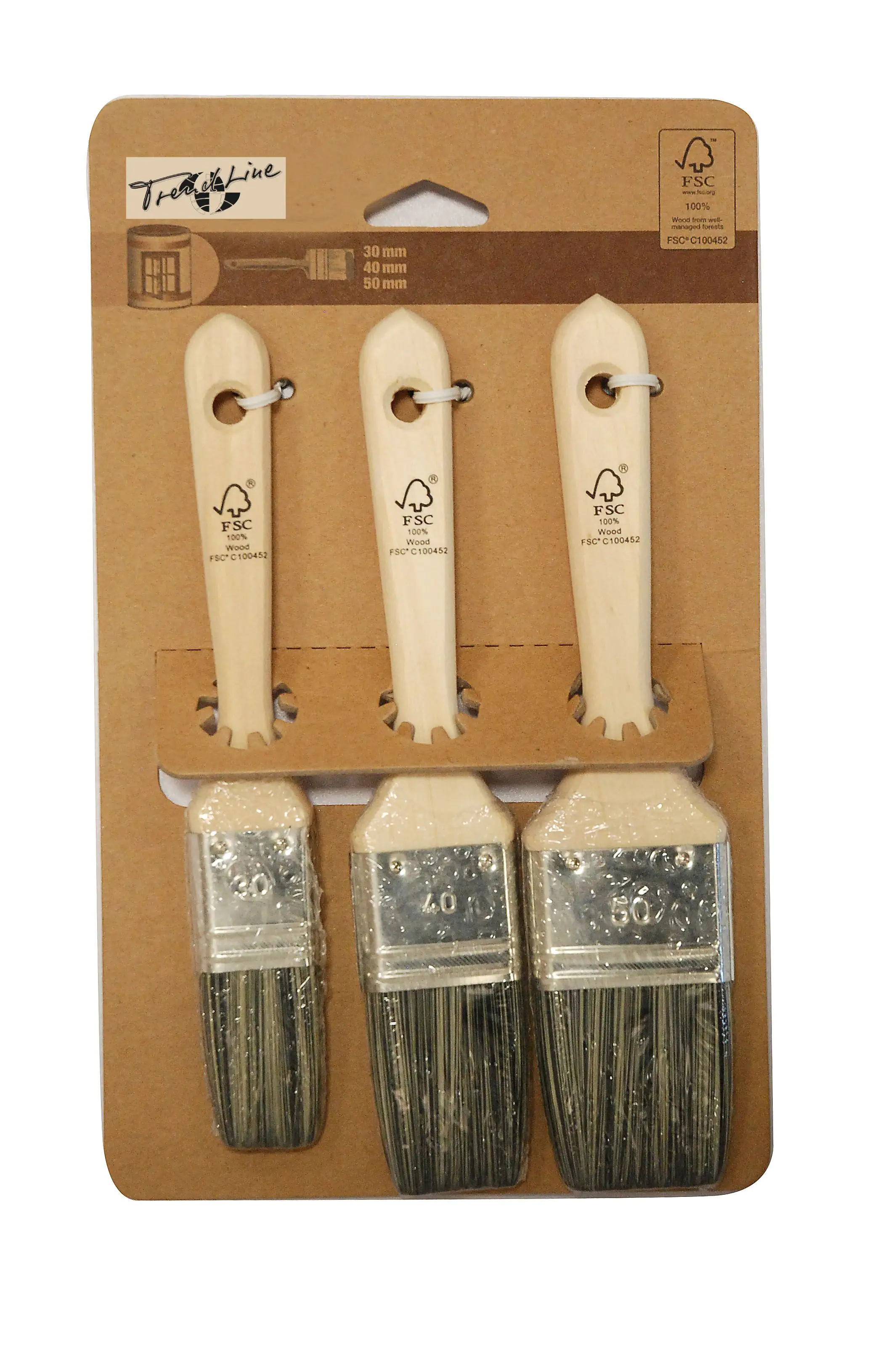 4333692048347 TrendLine Lasur Pinsel-Set 3-teilig 30 mm, 40 mm, 50 mm hell