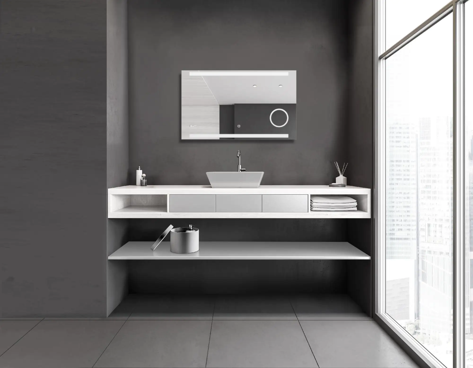 DSK LED Lichtspiegel Silver Rey 100 x 60 cm