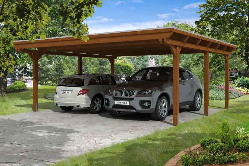 SKAN HOLZ Carport Emsland 613 x 604 cm mit Aluminiumdach