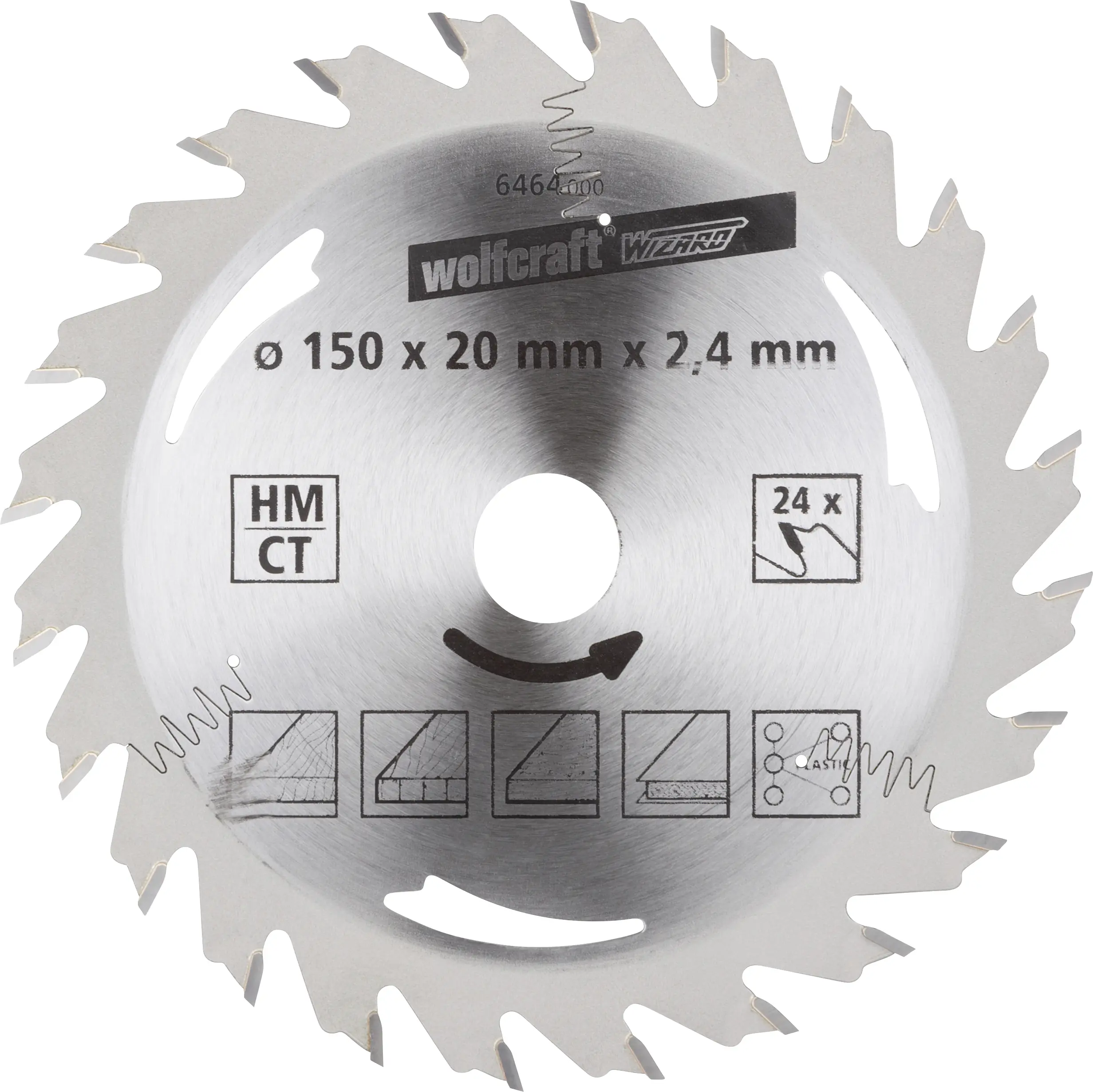 Wolfcraft Kreissägeblatt Ø 150 mm Bohrung Ø 20 mm 24 Zähne