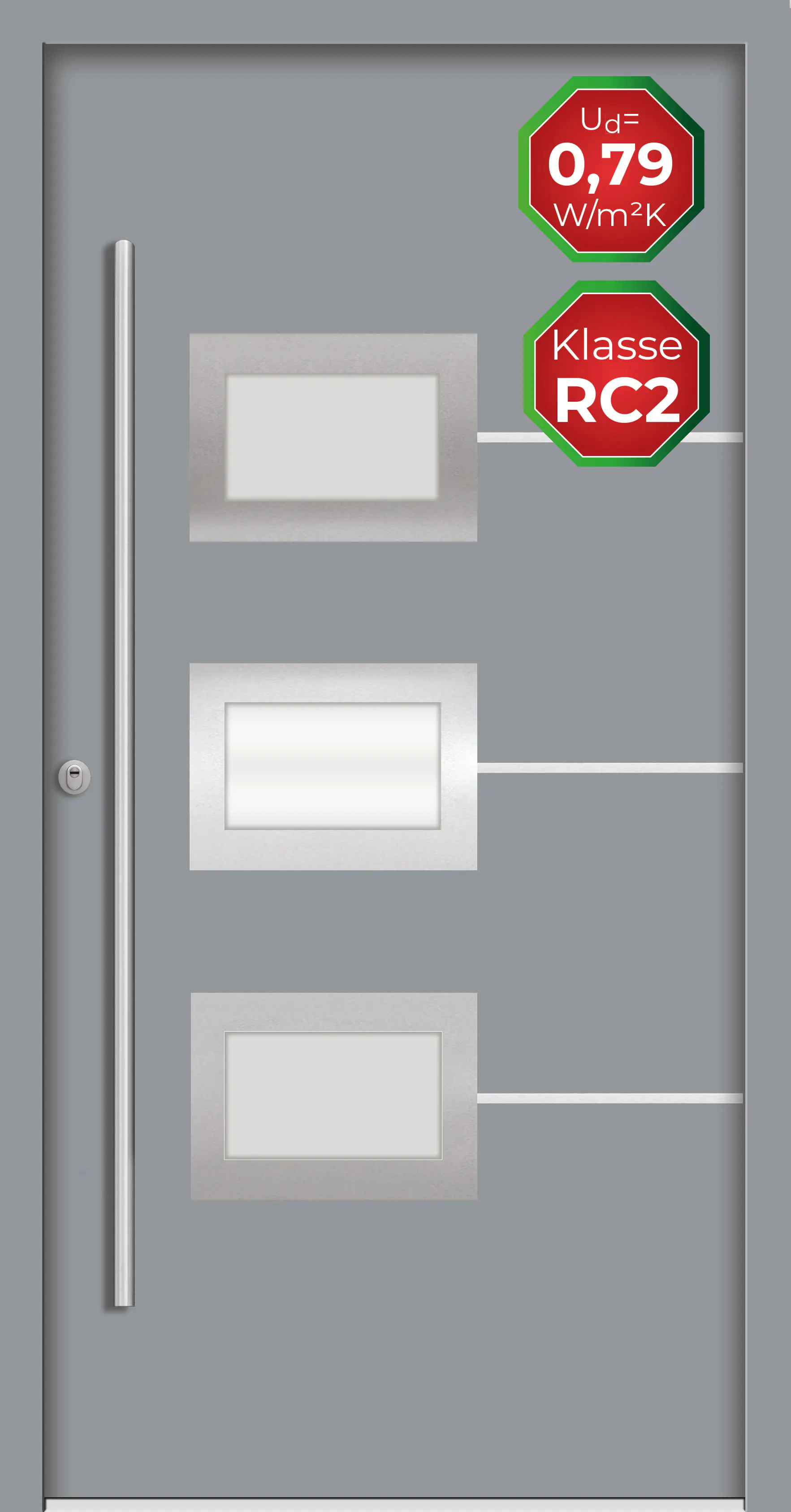 Splendoor Haustür Passivedoor Premium B03 RC2 Grau DIN Links 100 x 210 cm