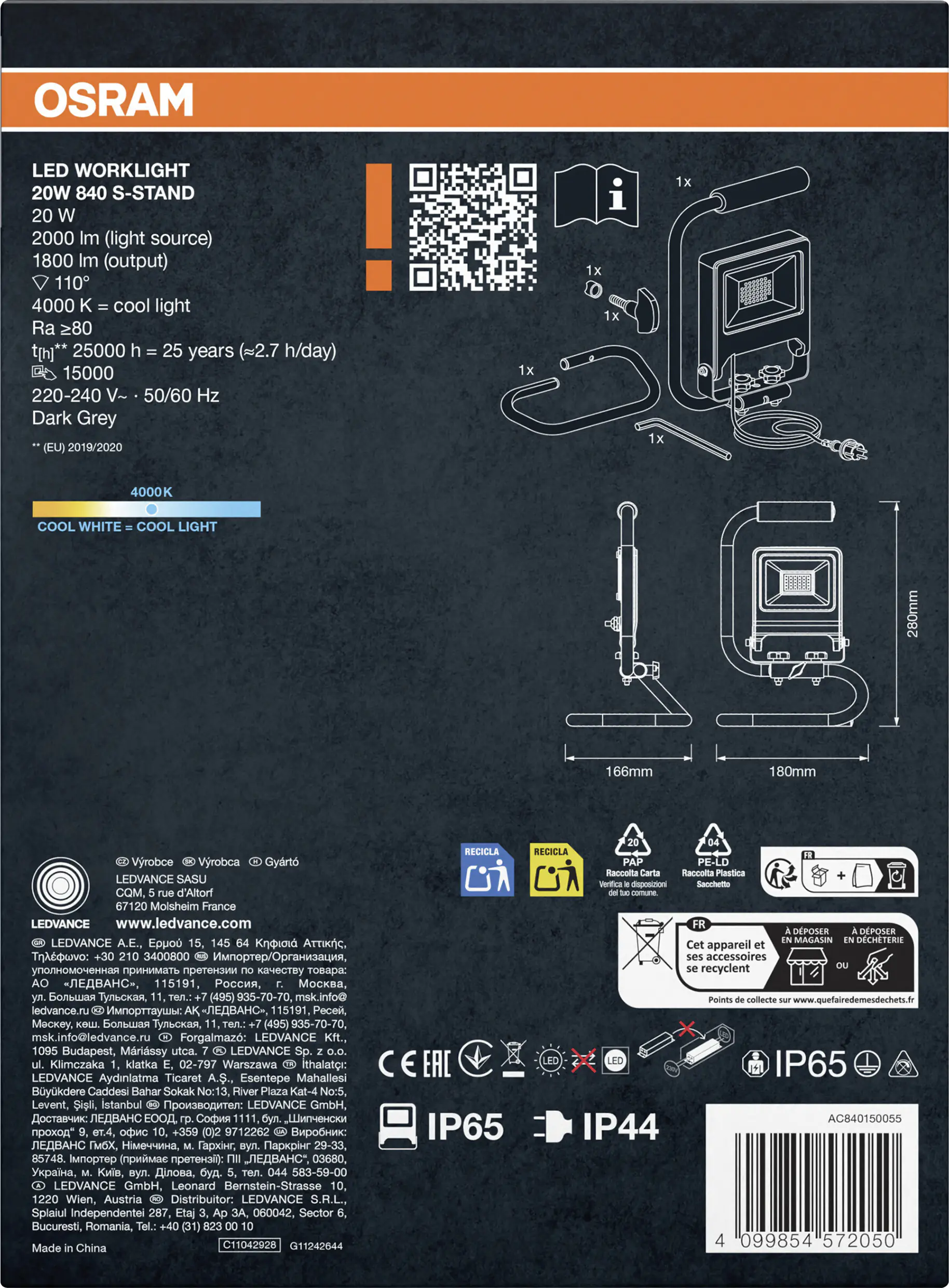 Osram LED Arbeitsleuchte Worklight S-Stand 20 W neutralweiß 