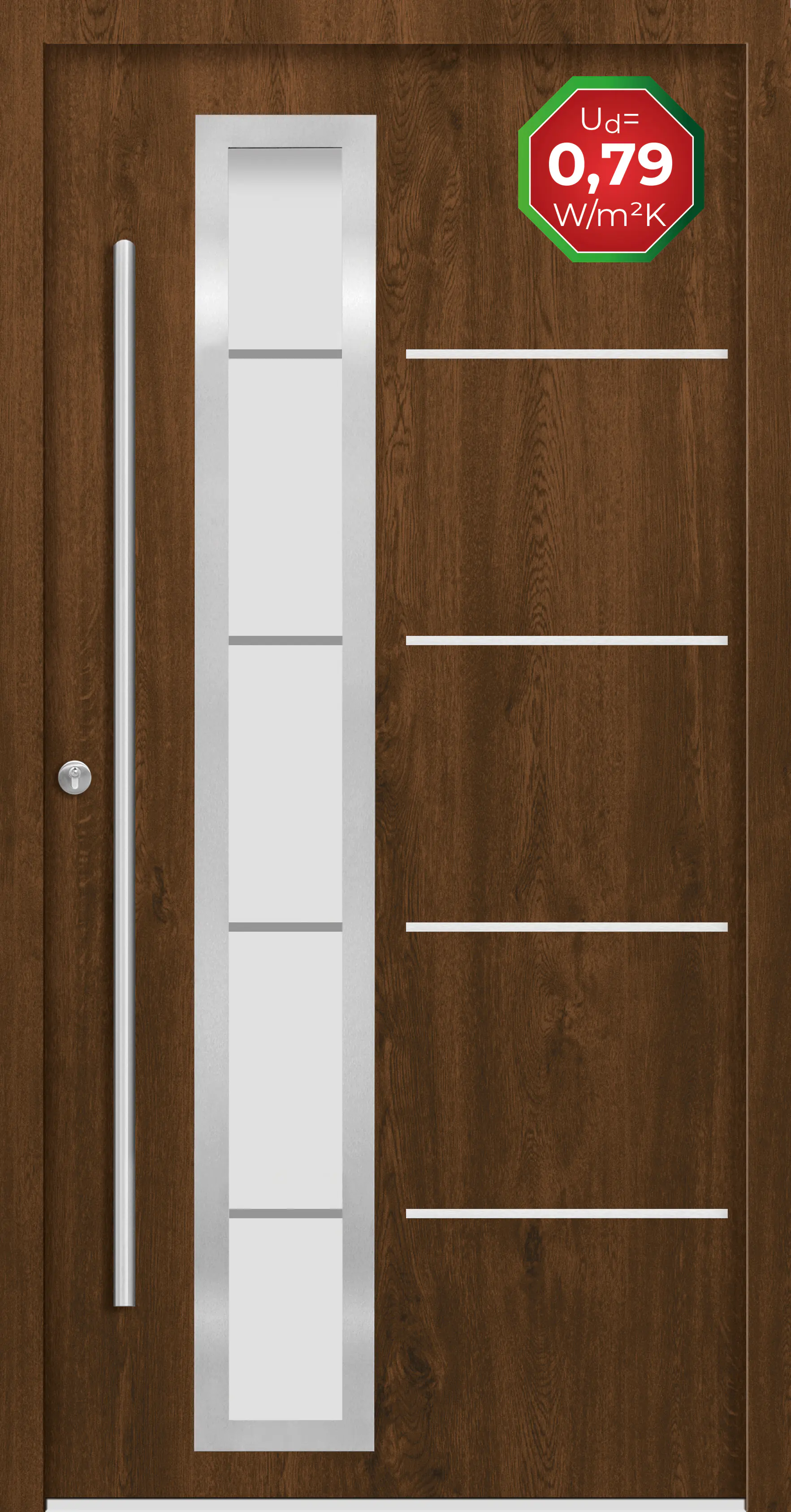 Splendoor Haustür Passivedoor Premium B06 Nussbaum DIN Links 100 x 210 cm