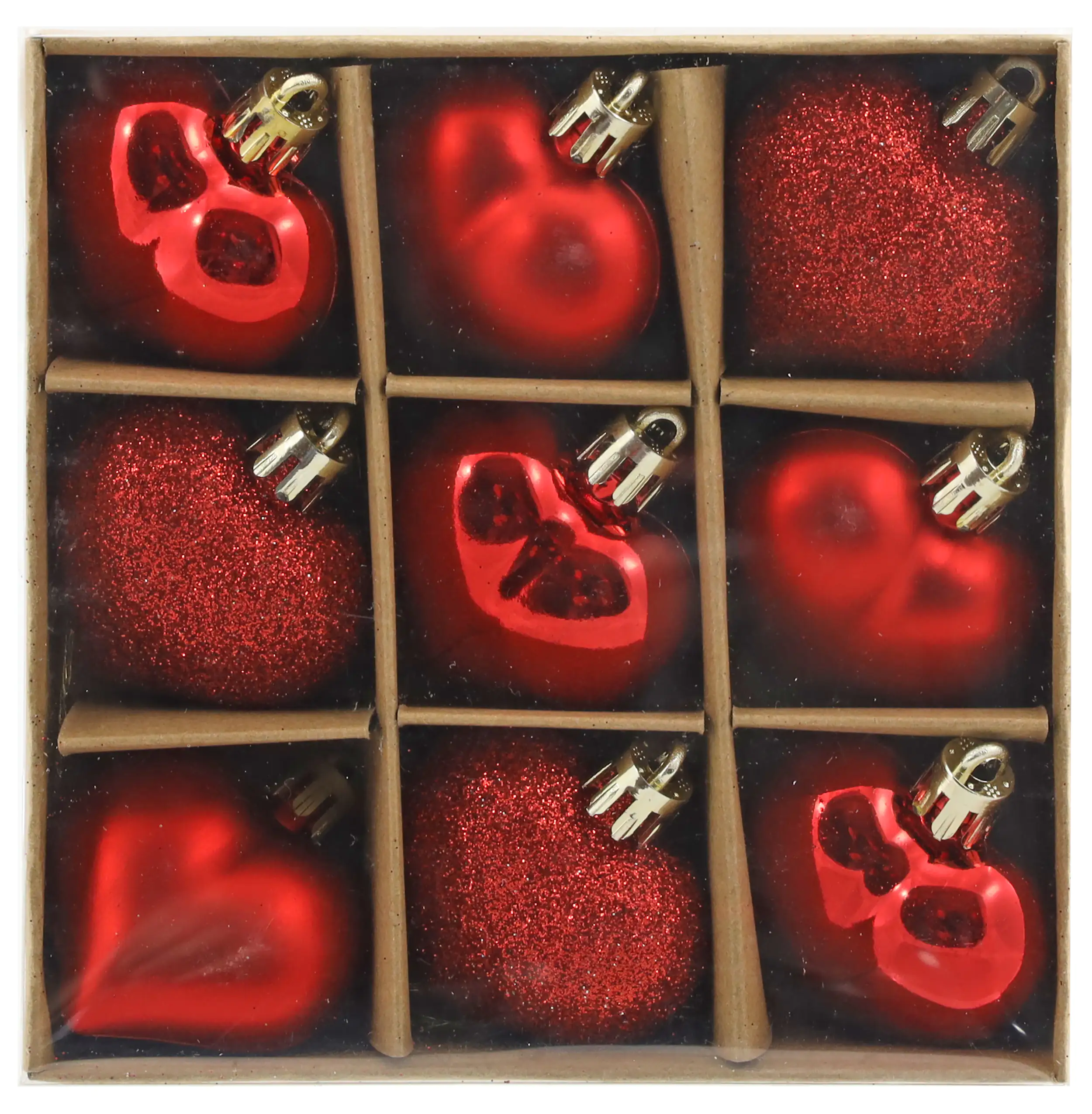 Herzen zum Hängen rot, 9 Stück Herzen zum Hängen rot, 9 Stück