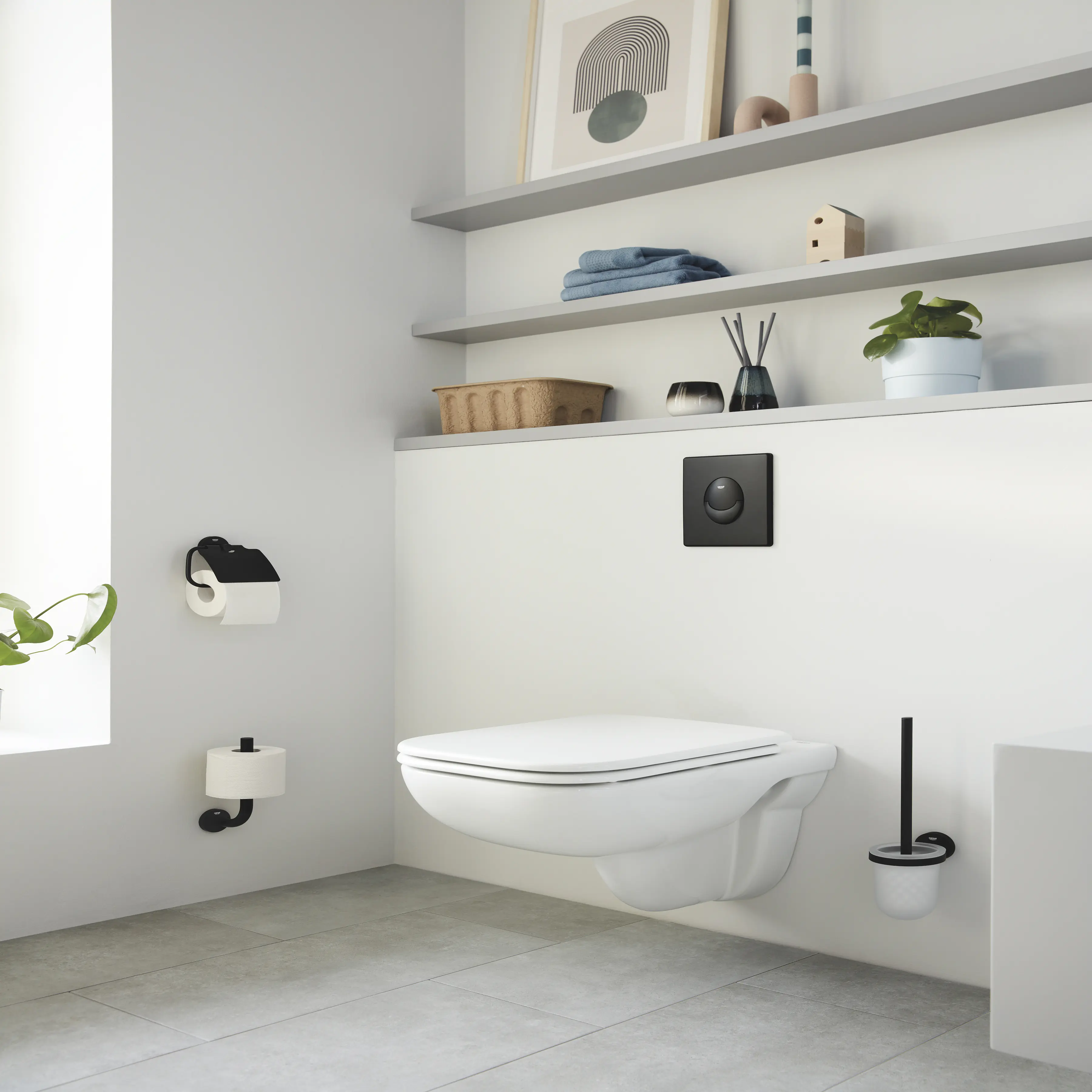 Grohe Start Toilettenbürstengarnitur matt black klebbar