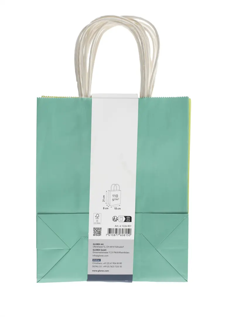 Glorex Papiertragetasche mit Kordelgriff pastell 7 Stk. 18 x 21 cm