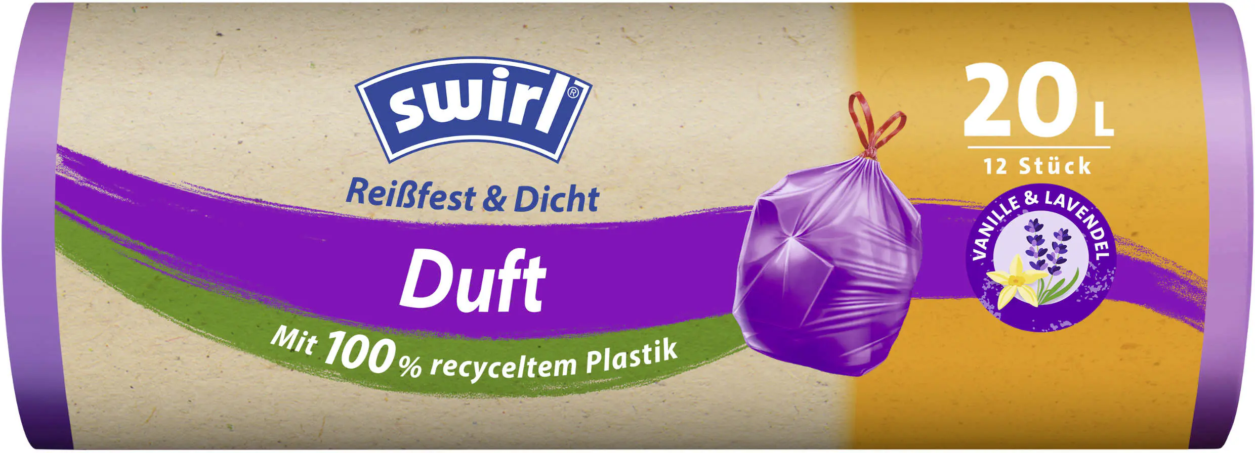 Swirl® Duft-Müllbeutel Vanille-Lavendel 20 L Reißfest & Dicht Swirl® Duft-Müllbeutel Vanille-Lavendel 20 L Reißfest & Dicht