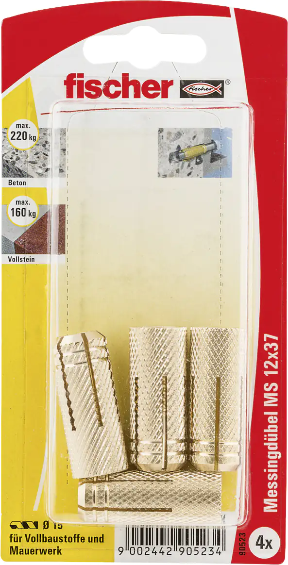 Fischer Messingdübel MS 12.0 x 37 mm - 4 Stück