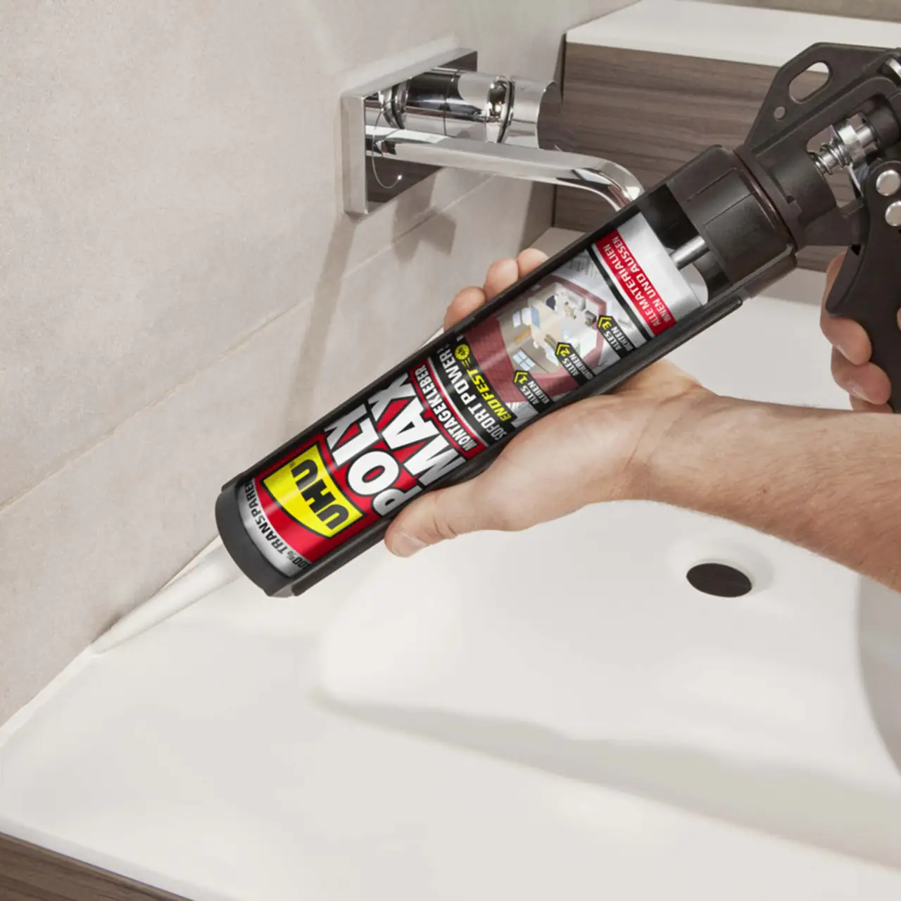 UHU Poly Max Montagkleber Sofort Power 300g 10 Sekunden, transparent, Kartusche, 300g