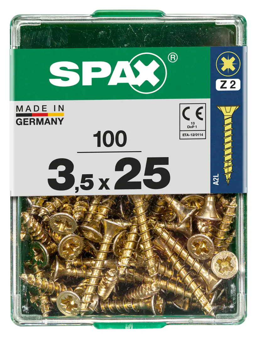 Spax Universalschrauben 3.5 x 25 mm PZ 2 Senkkopf - 100 Stk.