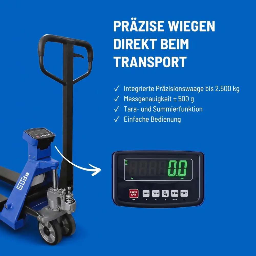 Güde Gabelhubwagen GHW Scale 2500 mit Wiegeeinrichtung