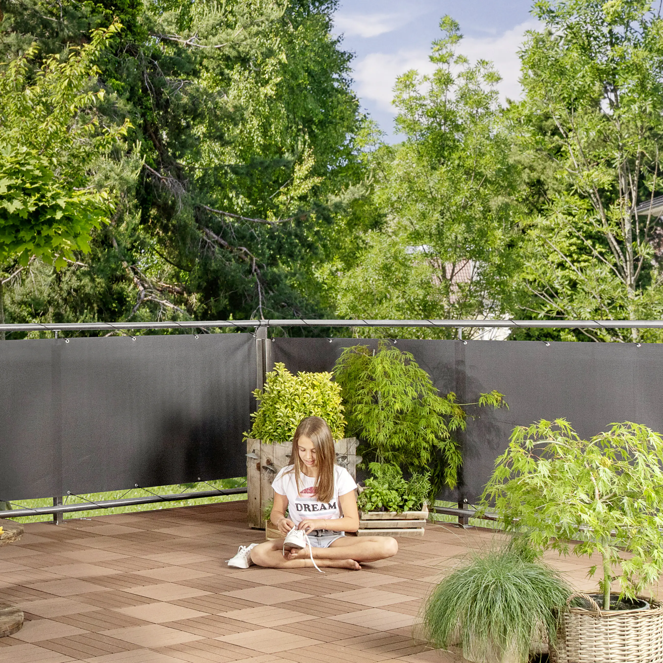 Windhager Balkonsichtschutz Aeris 0,9 x 5 m Titan