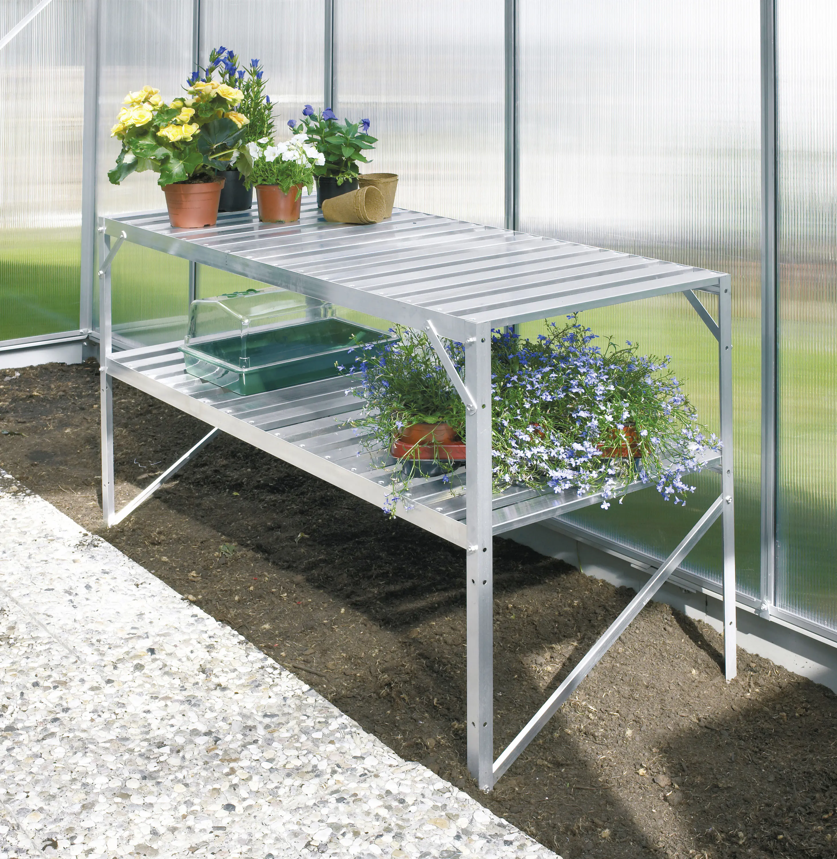 Vitavia Alutisch 121 x 54 x 76 cm aluminium 2 Ablagen