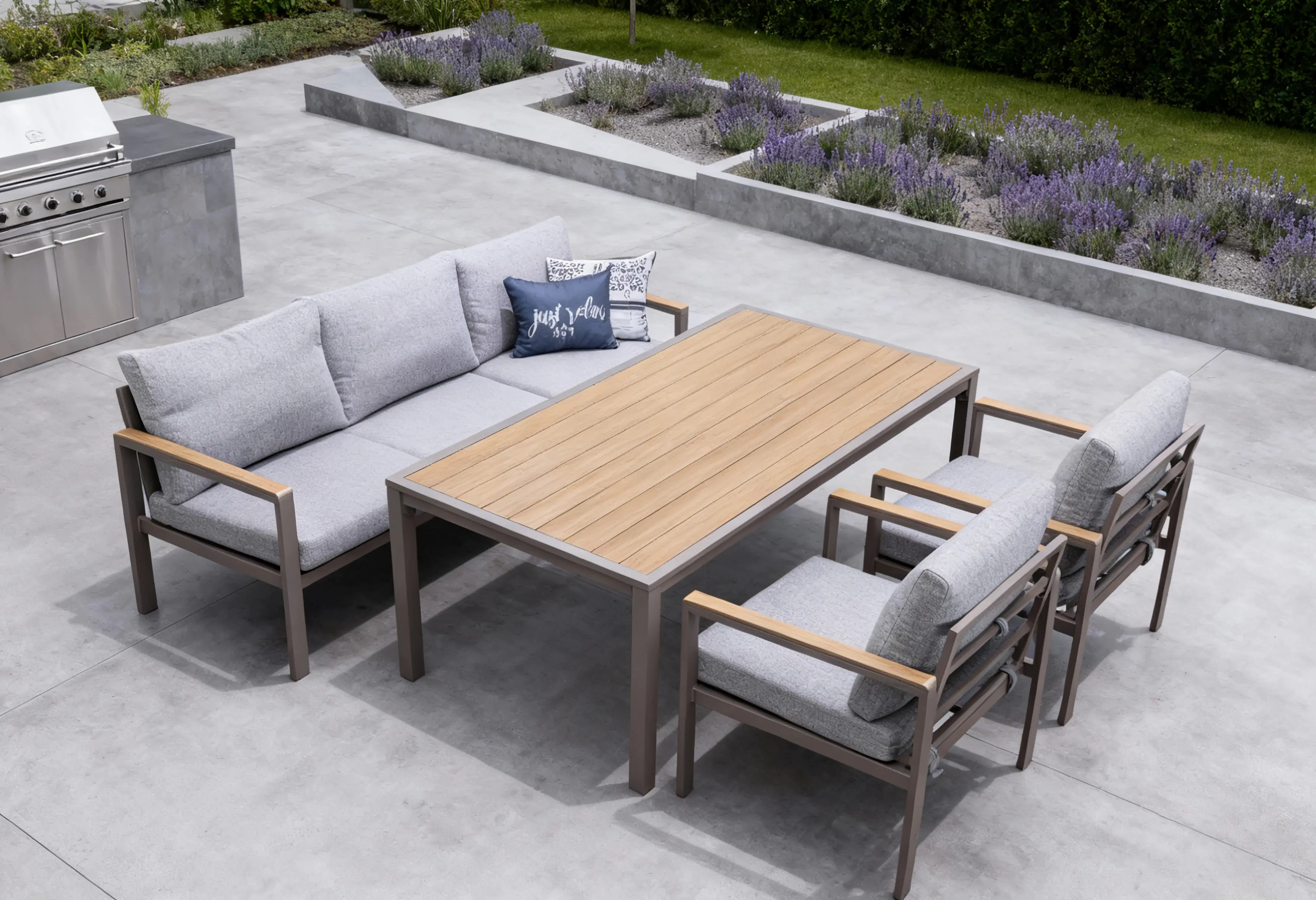 Primaster Gartenmöbel-Set Porto Aluminium in Holzoptik