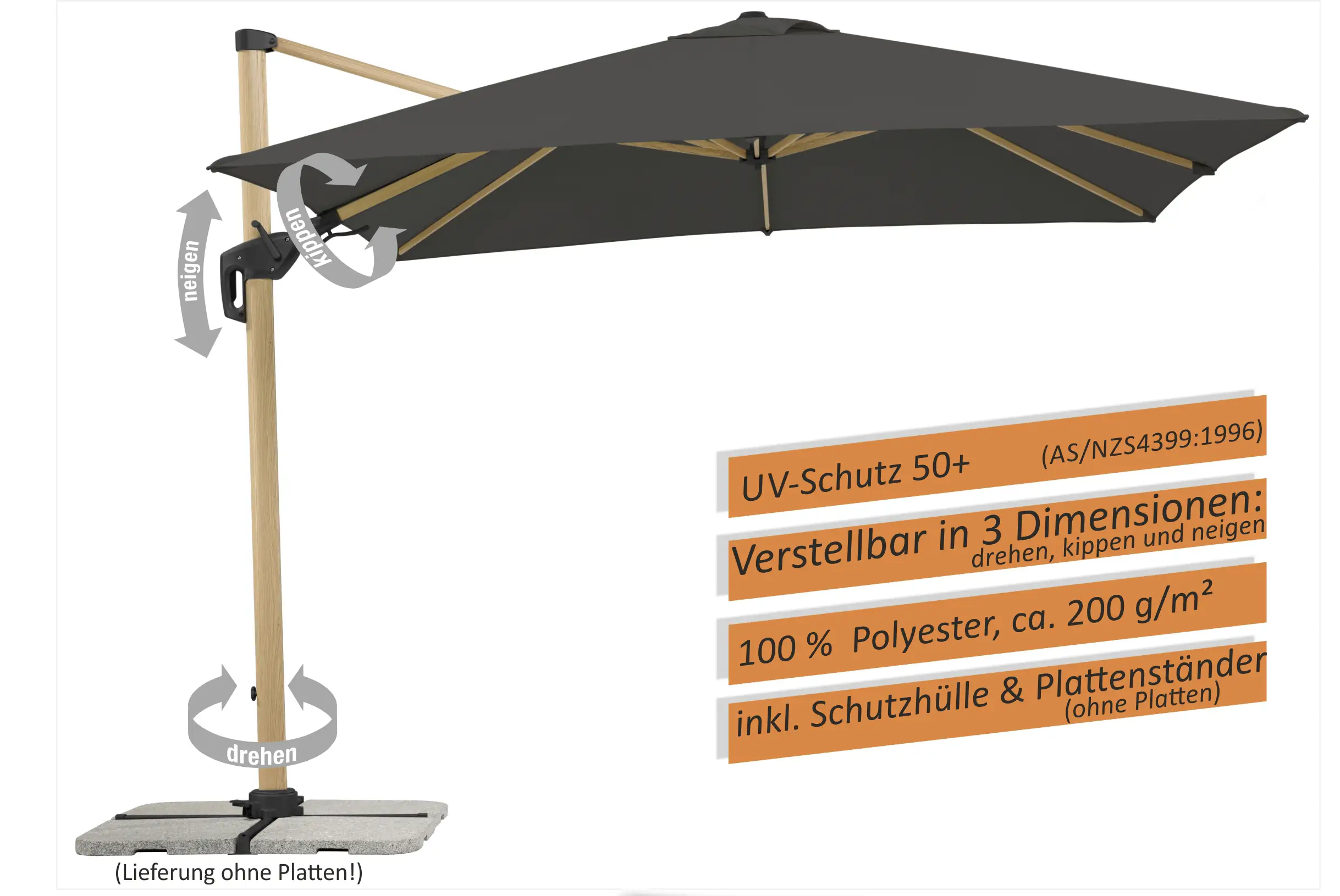 4000570729154_1802738 Schneider Sonnenschirm Rhodos Twist Woody anthrazit 300 x 300 cm