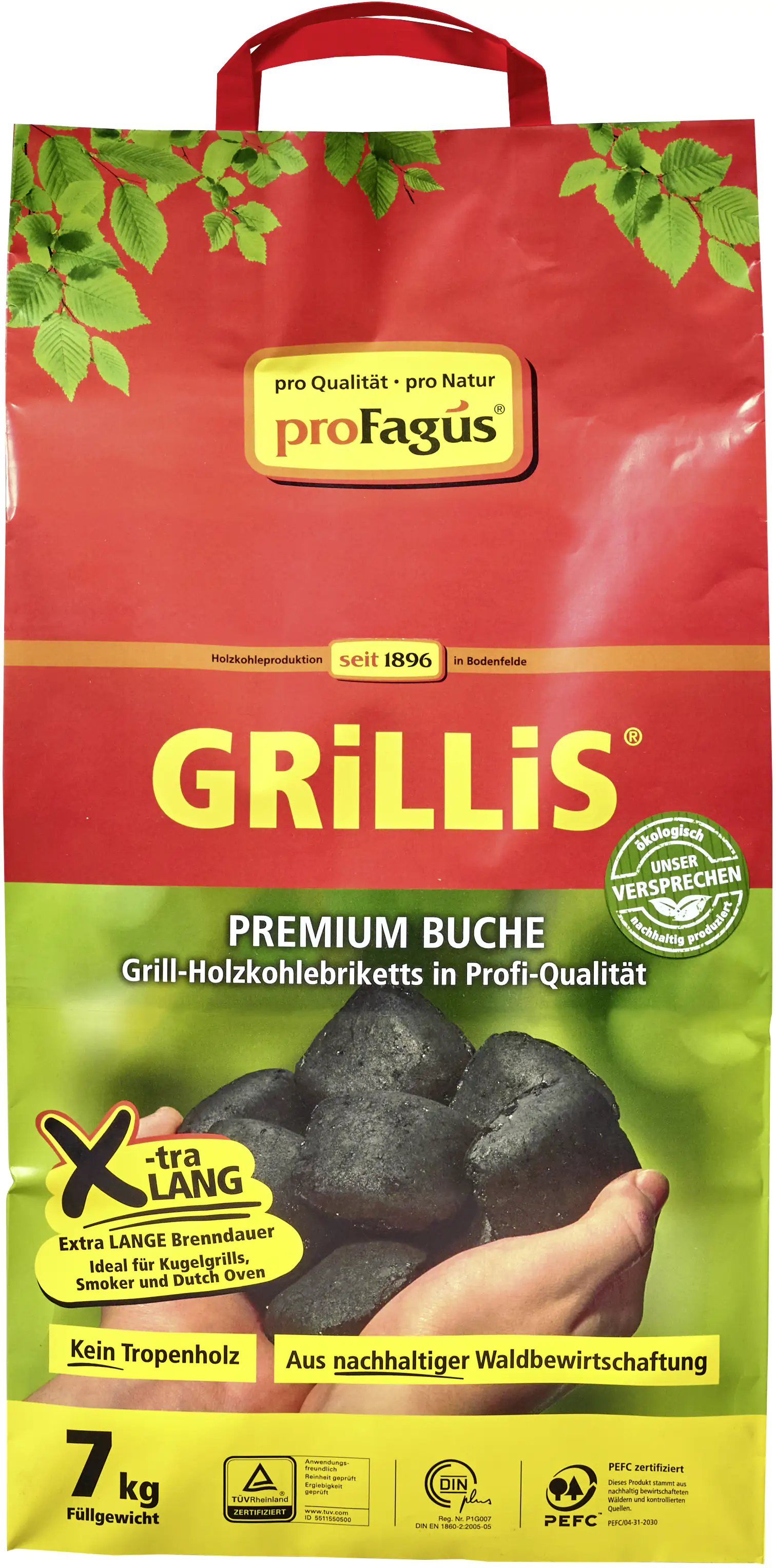 Profagus Buchengrillholzkohle-Briketts-Grillis 7 kg Beutel Profagus Buchengrillholzkohle-Briketts-Grillis 7 kg Beutel