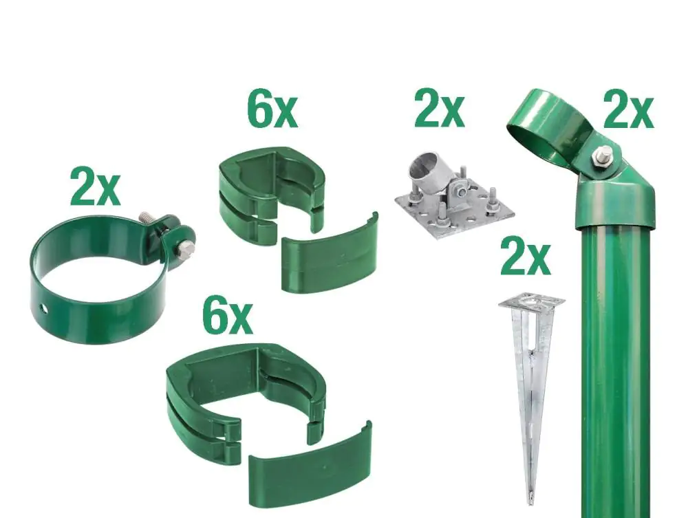 Alberts Zaunanschluss-Set zweiseitige Verbindung Ø 6 cm 102 cm grün 2 Stk Alberts Zaunanschluss-Set zweiseitige Verbindung Ø 6 cm 102 cm grün 2 Stk